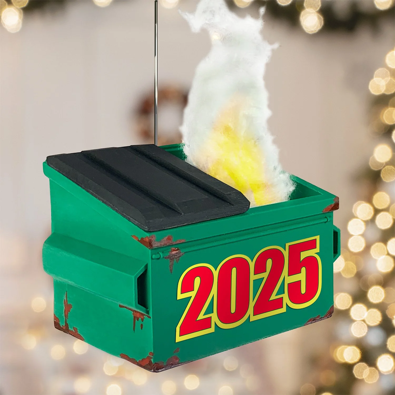 2025 dumpster fire ornament – funny Christmas tree decoration for the holidays