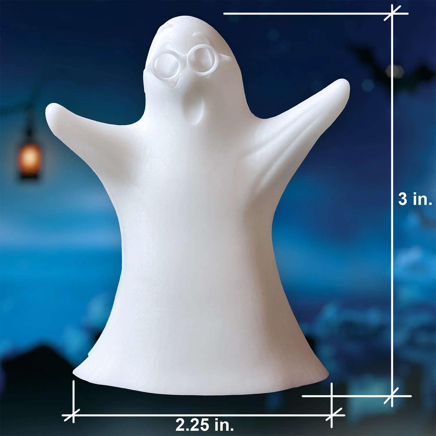 Trio of white ghost decorations made with 3D printing technology