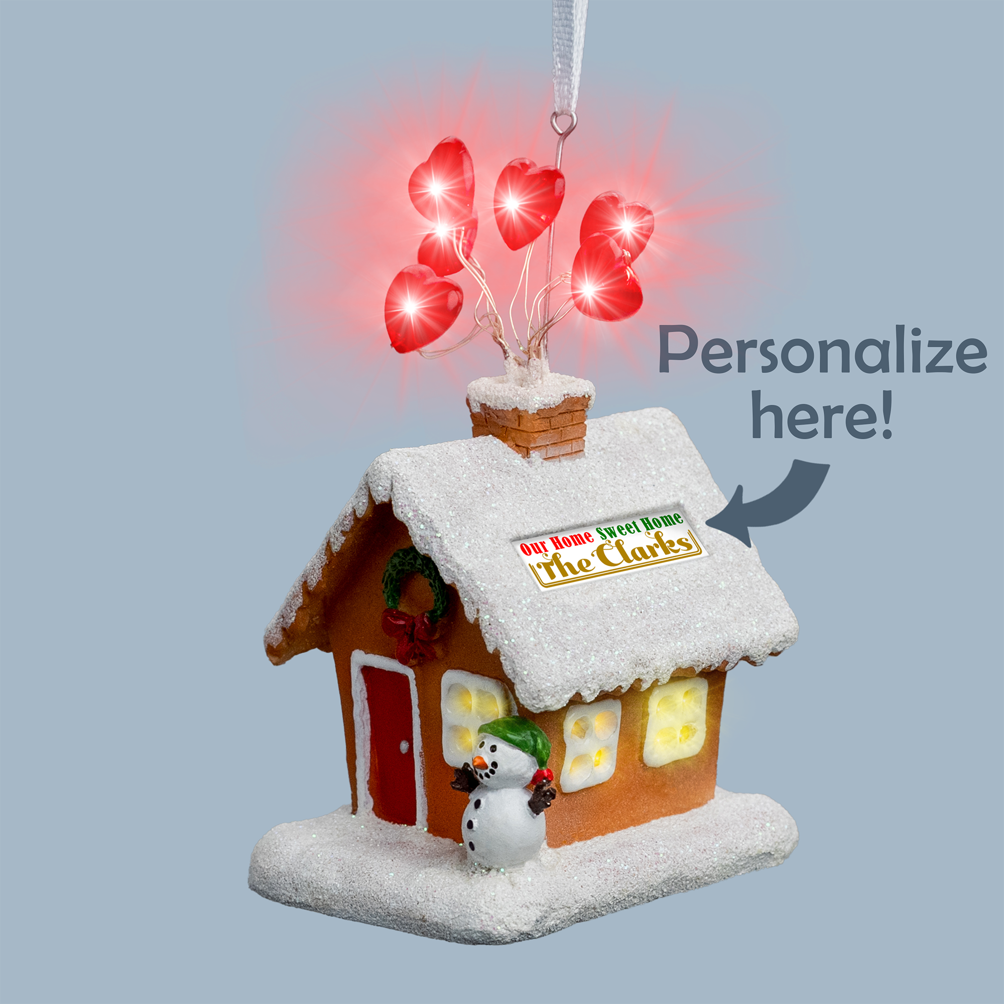PERSONALIZED 2026 Gingerbread House Light-Up Ornament – First Christmas in New Home Keepsake