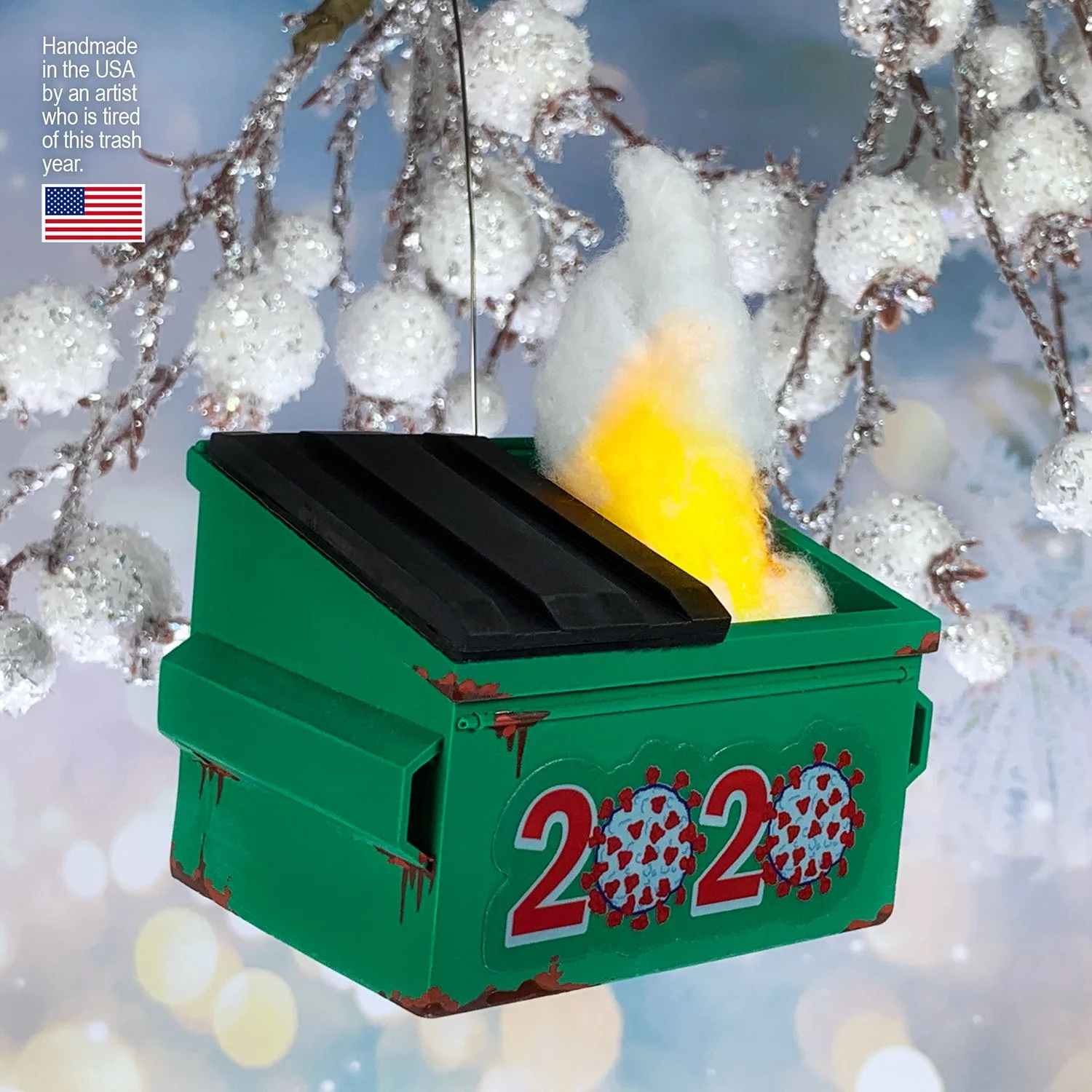 2020 dumpster fire ornament – funny Christmas tree decoration to remember the year