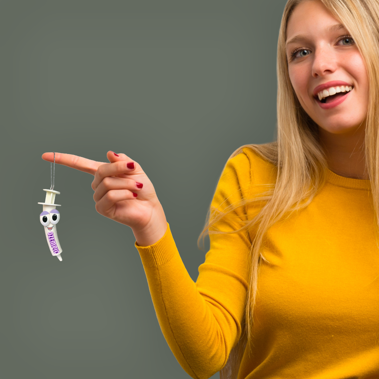 Ornament Ozempic- BG-Full Young Lady Grey Wall.png
