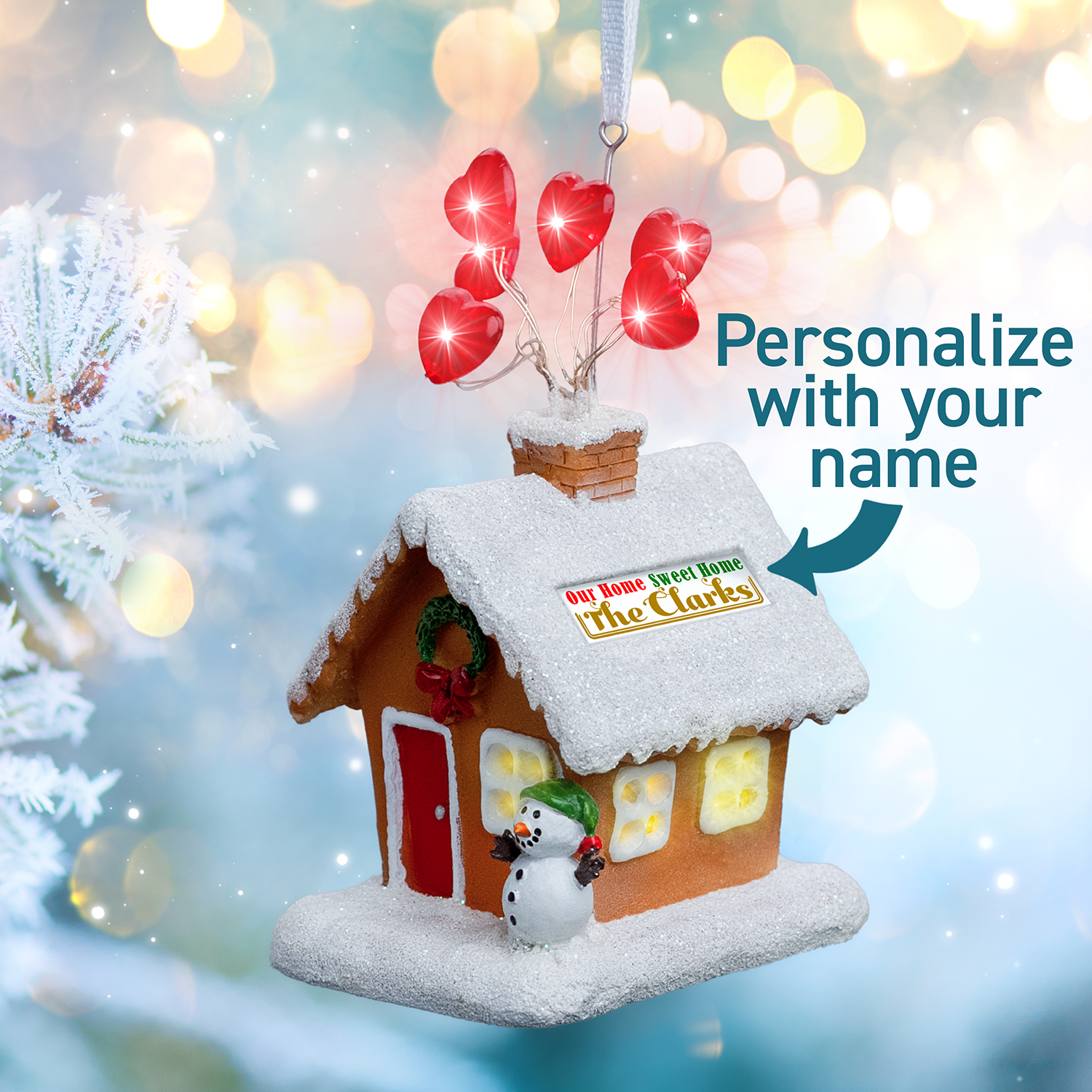 PERSONALIZED 2026 Gingerbread House Light-Up Ornament – First Christmas in New Home Keepsake