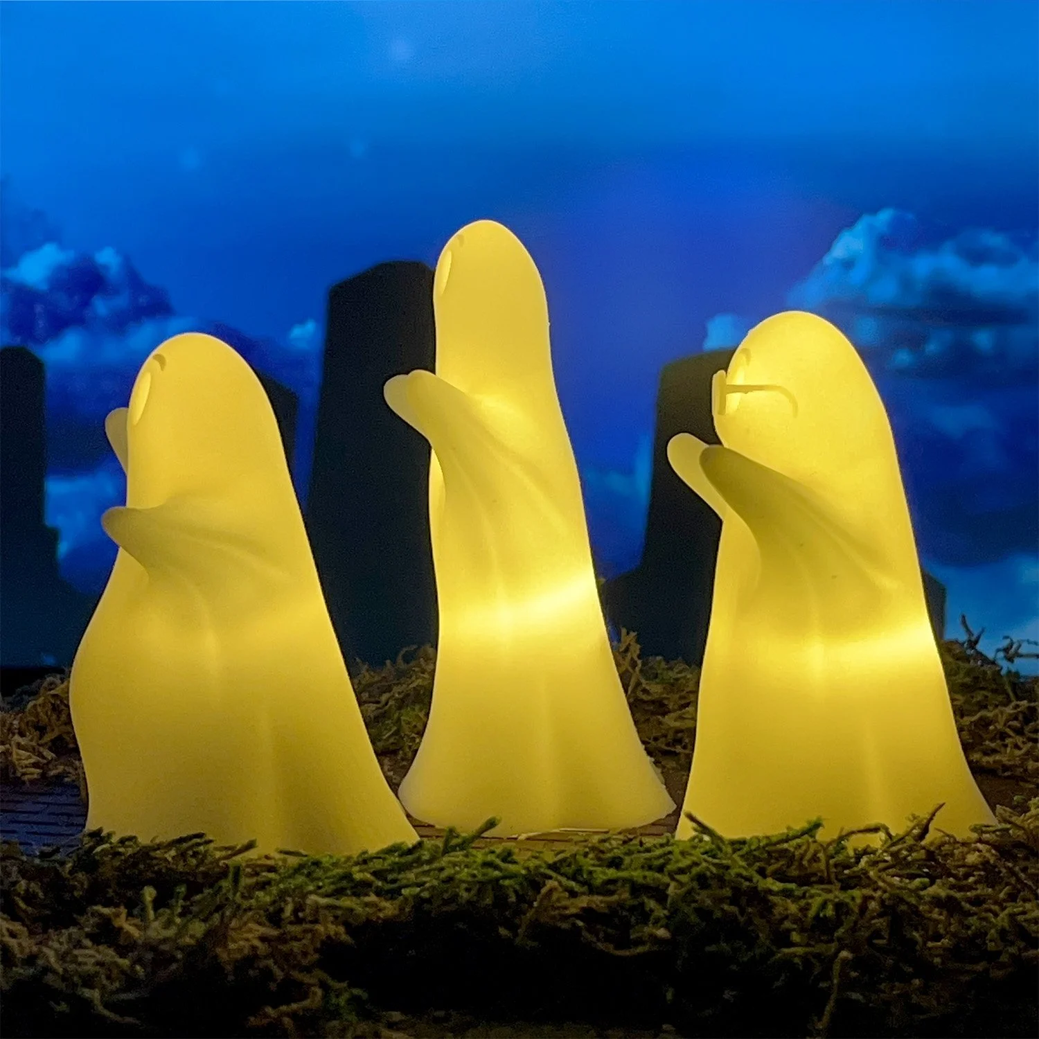 Trio of cute ghost ornaments for Halloween party decorations