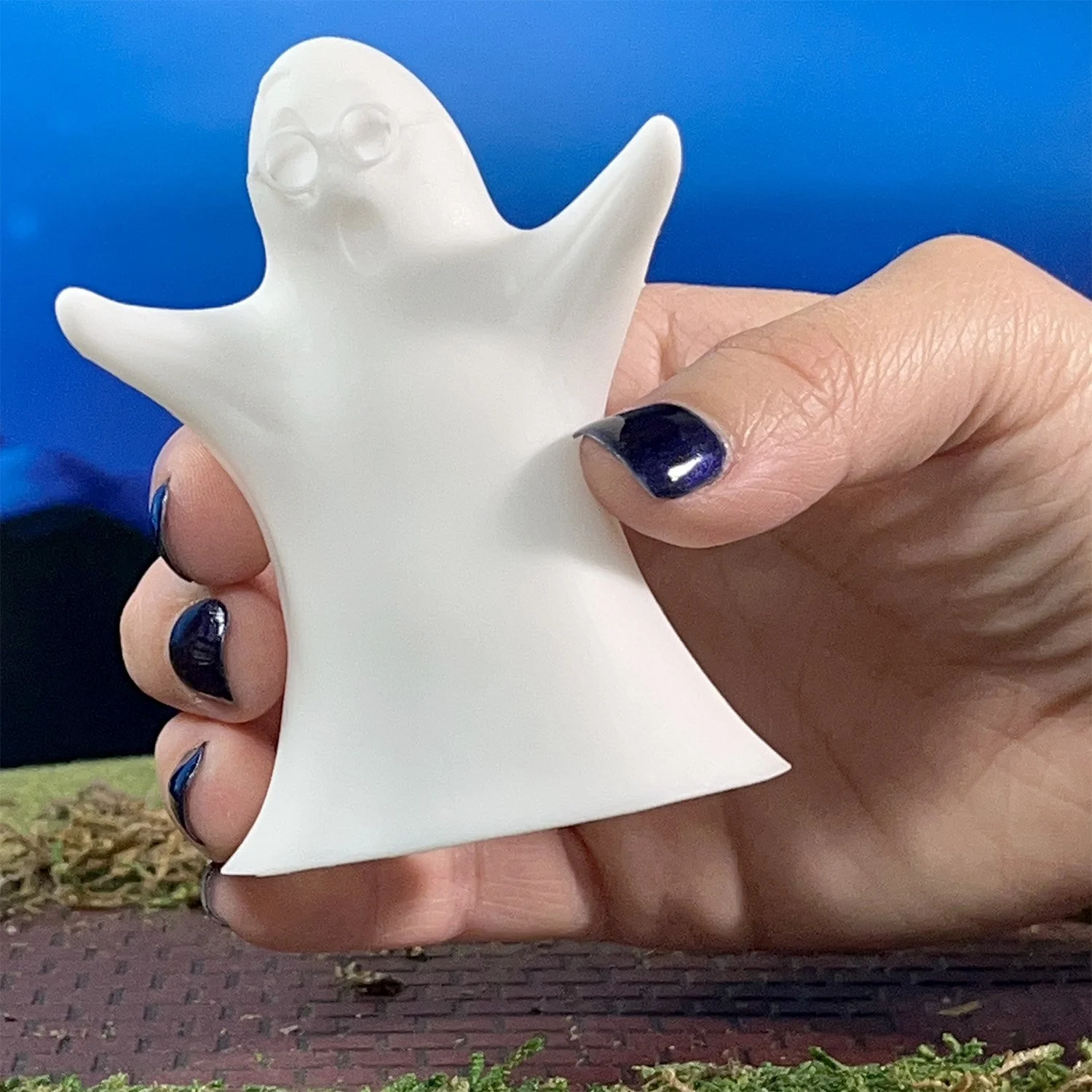 Friendly spooky Nerdo Ghost Halloween ornament made in USA