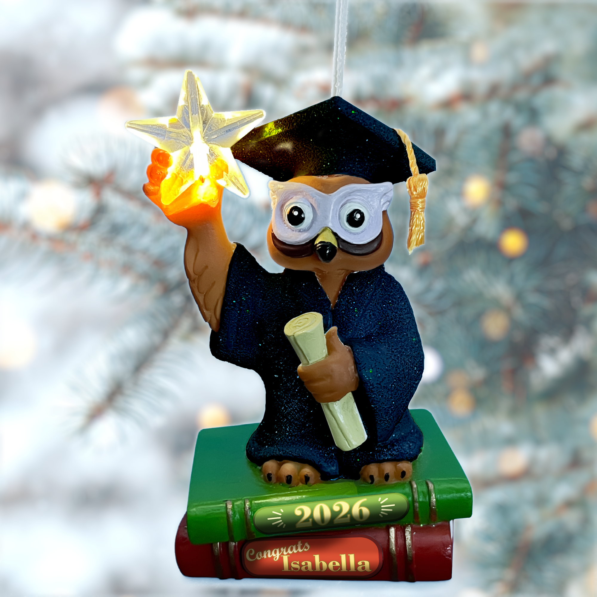 PERSONALIZED Graduation Christmas Tree Ornament Keepsake 2026 with Light-Up Star