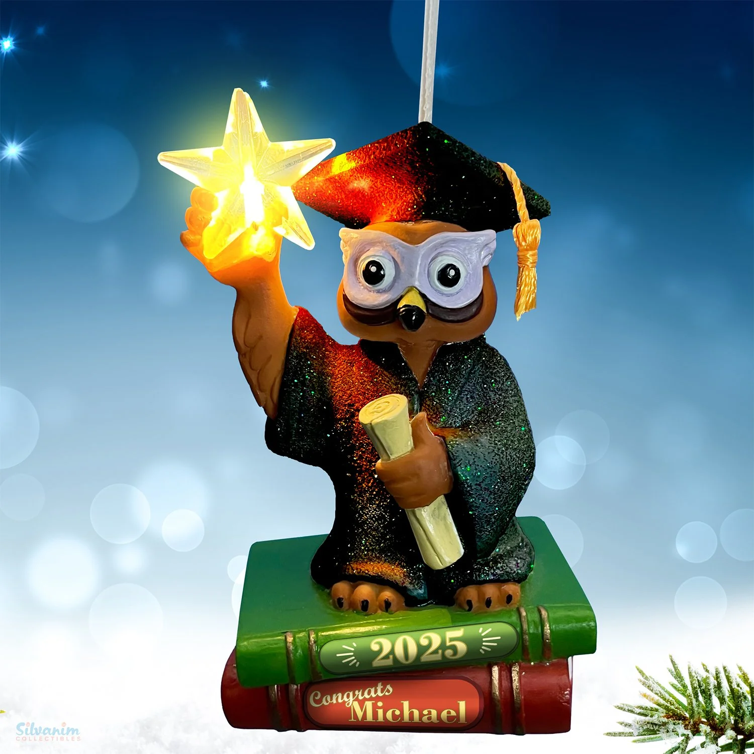 Graduation Owl-2025-White BG-Black-Personalized Small.jpg