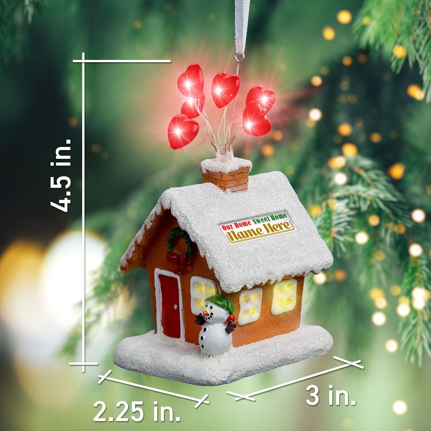 2025 custom Gingerbread House holiday ornament with name engraving