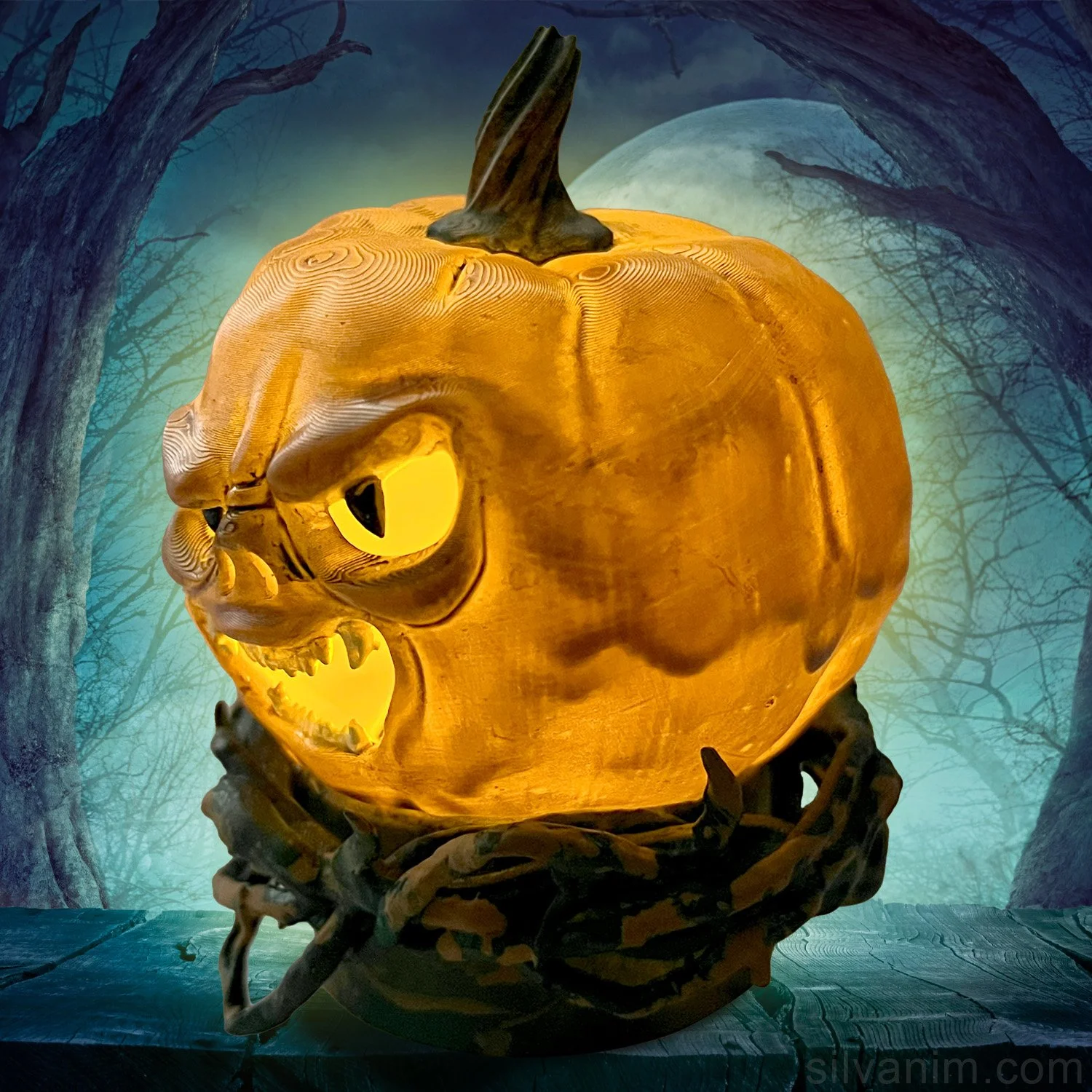 LED light-up Halloween pumpkin decoration for tabletop display
