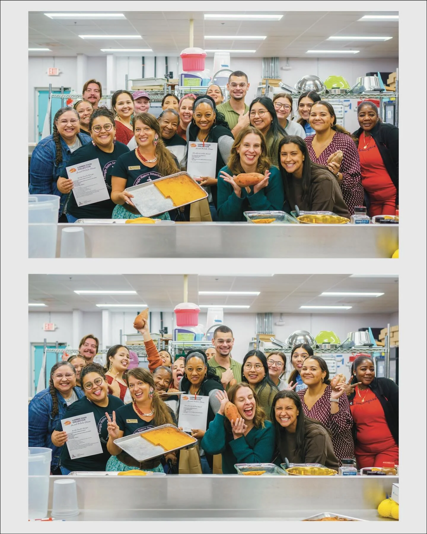 We got together with @atkowa.catering and the Lumbee Food Collective to learn how to make Sweet Potato Bread 🍠 Big thank you to @littlebluebakehousenc for hosting us in their wonderful kitchen space! Be sure you’re signed up to our newsletter