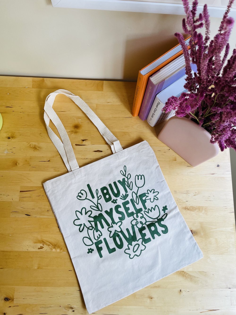 I buy myself flowers tote — sprigs of hazel