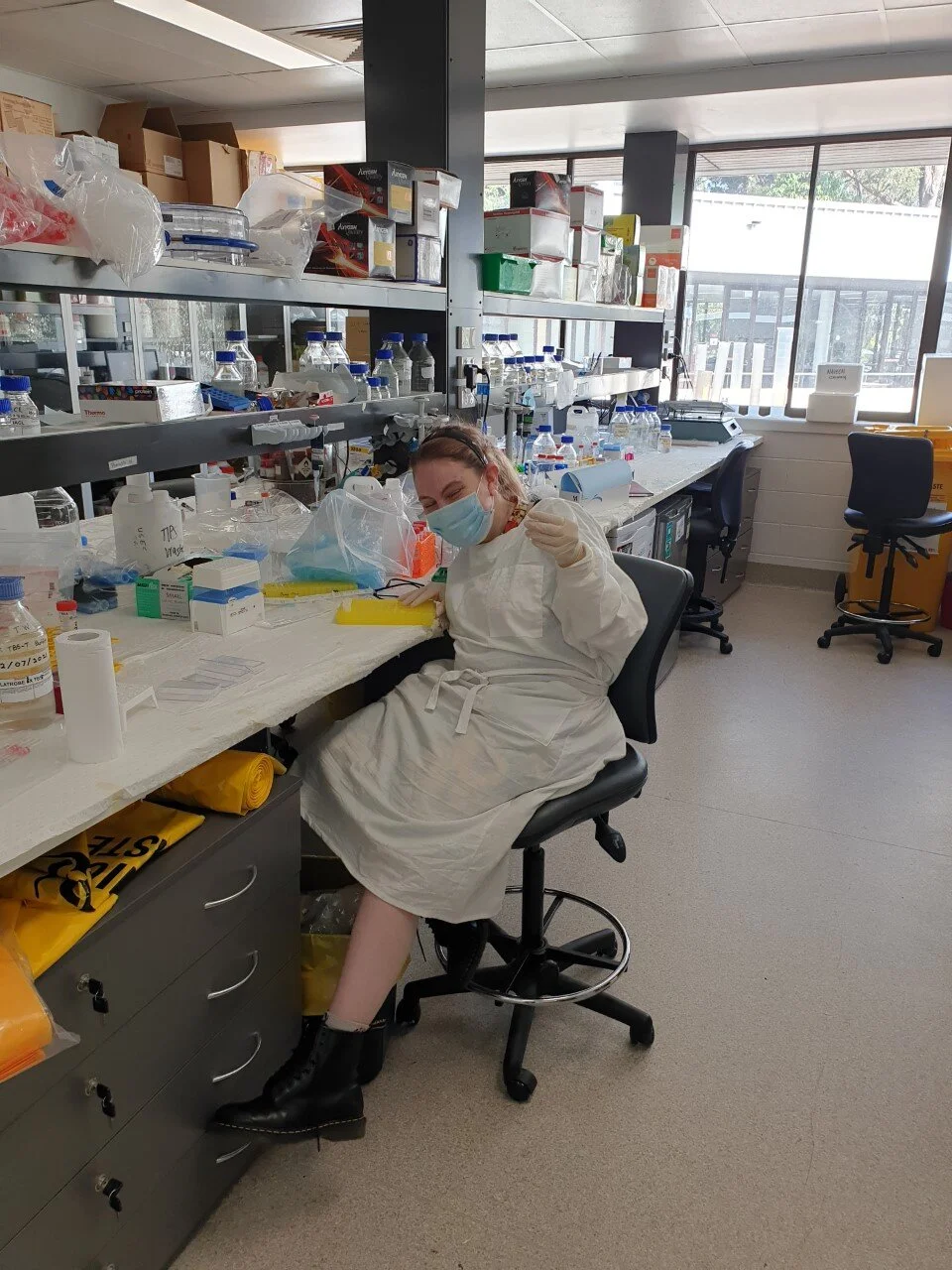 Miss Russell preparing for finalisation of her honours project.