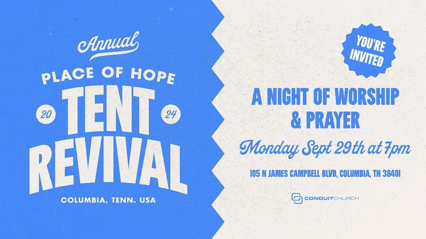 Tent Revival is here! Join us at Place of Hope on Monday, Sept 29 at 7PM for a powerful night of worship, prayer, and a message from Darren Tyler. Bring your family and friends and let’s worship together!