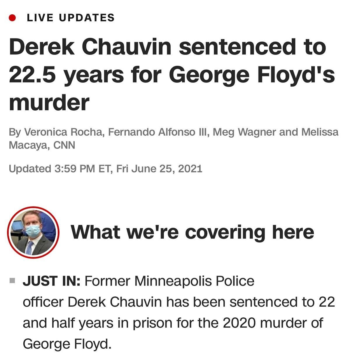 BREAKING: Derrick Chauvin is sentenced to 22.5 years in prison for the murder of George Floyd.

#georgefloyd #blm #derrickchauvin #nojusticenopeace