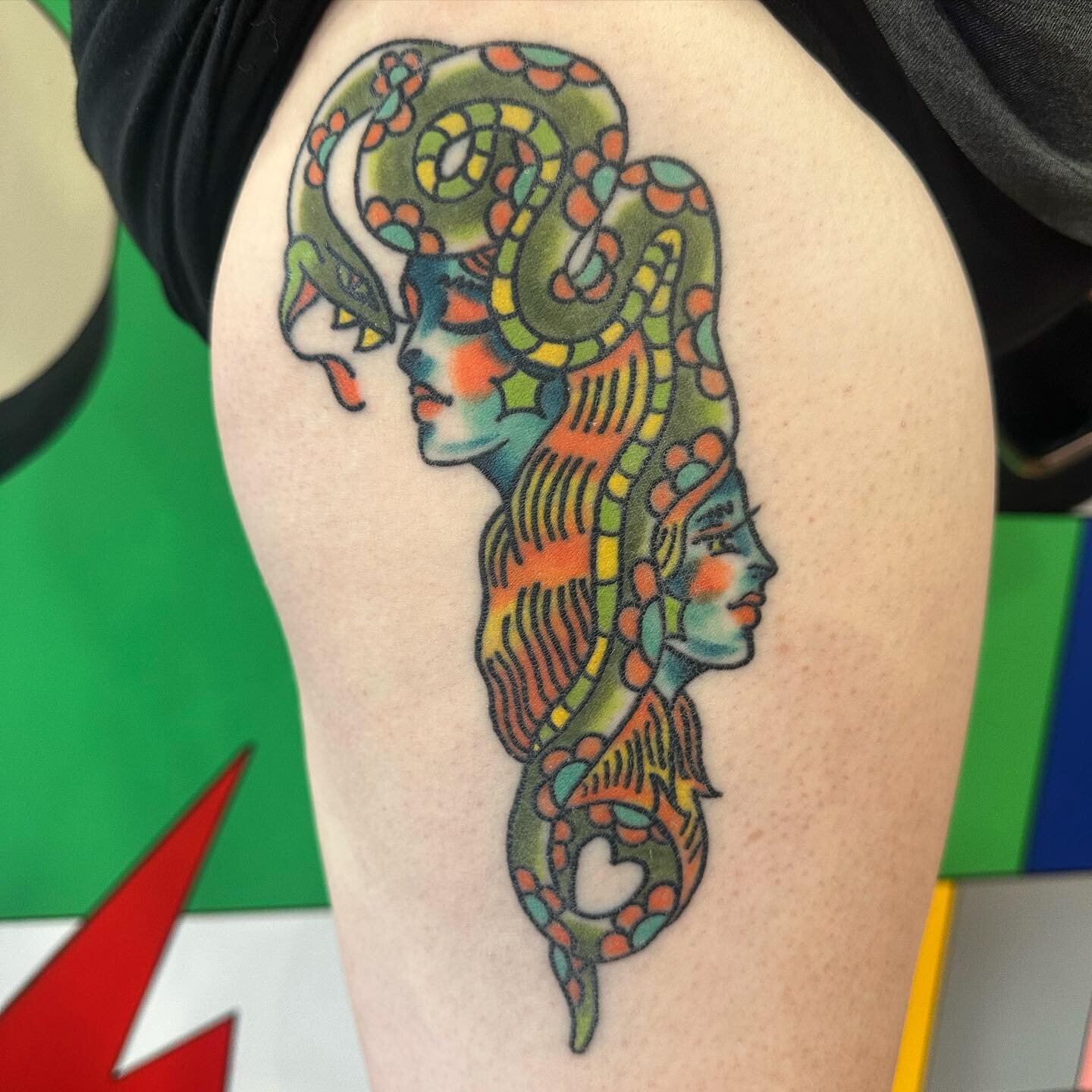 ⭐️Healed⭐️ snake ladies for Jen! #healed #healedtattoo #tattoo #tattoos #bradleyillinois #kankakeecounty #kankakeetattoo #chicagotattoo #illinoistattoo