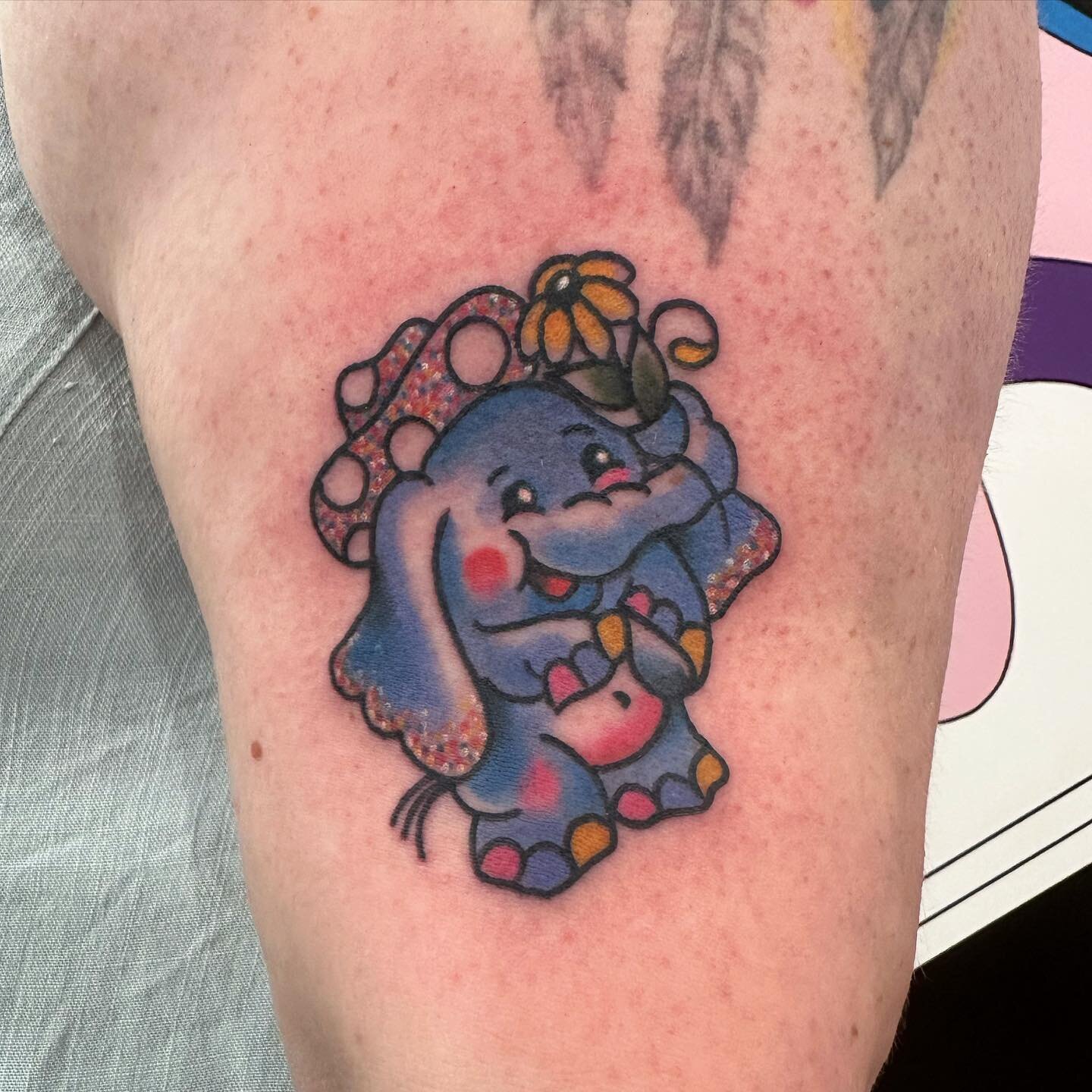 🌼Elephant🌼 off my flash for my pal @tracing.reality! Thank you for the trust and continued support, always love seeing you. #elephant #elephanttattoo #tattoo #tattoos #cutetattoo #kankakeecounty #kankakeetattoo #bradleyillinois #chicagotattoo #illi