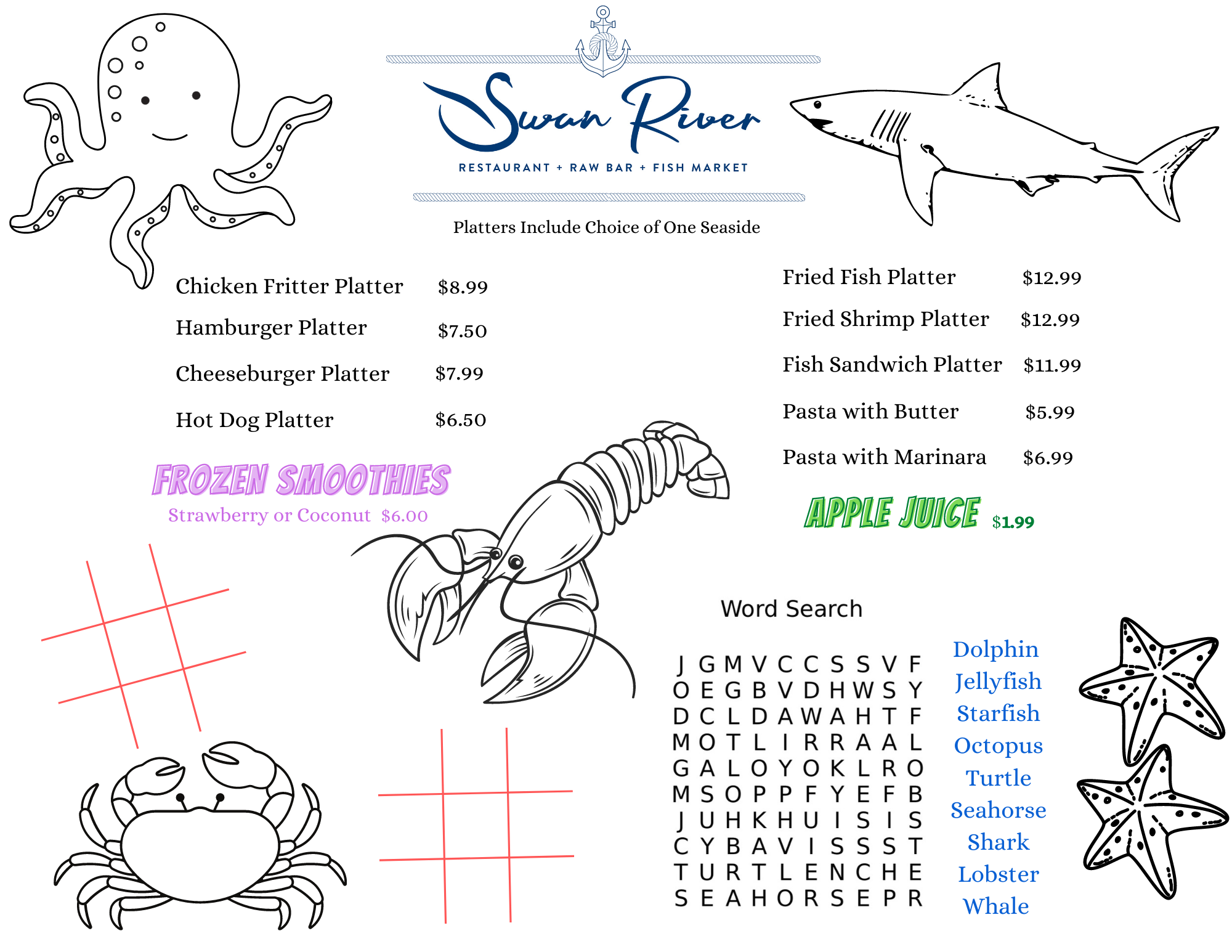 Children's Menu — Swan River Seafood