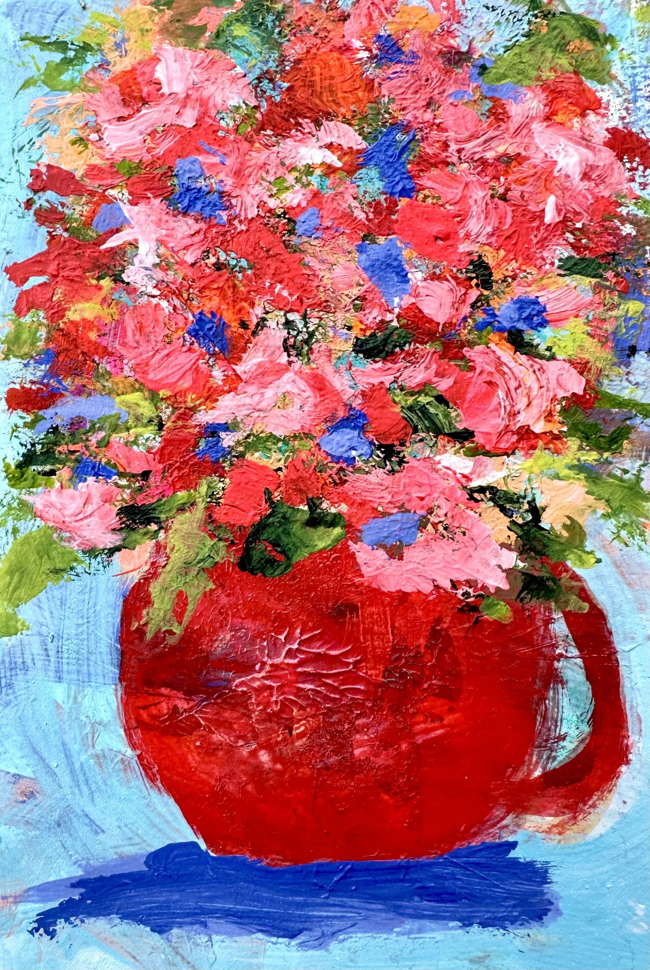 Ruby Ray - Original 5x7" Abstract Floral Painting