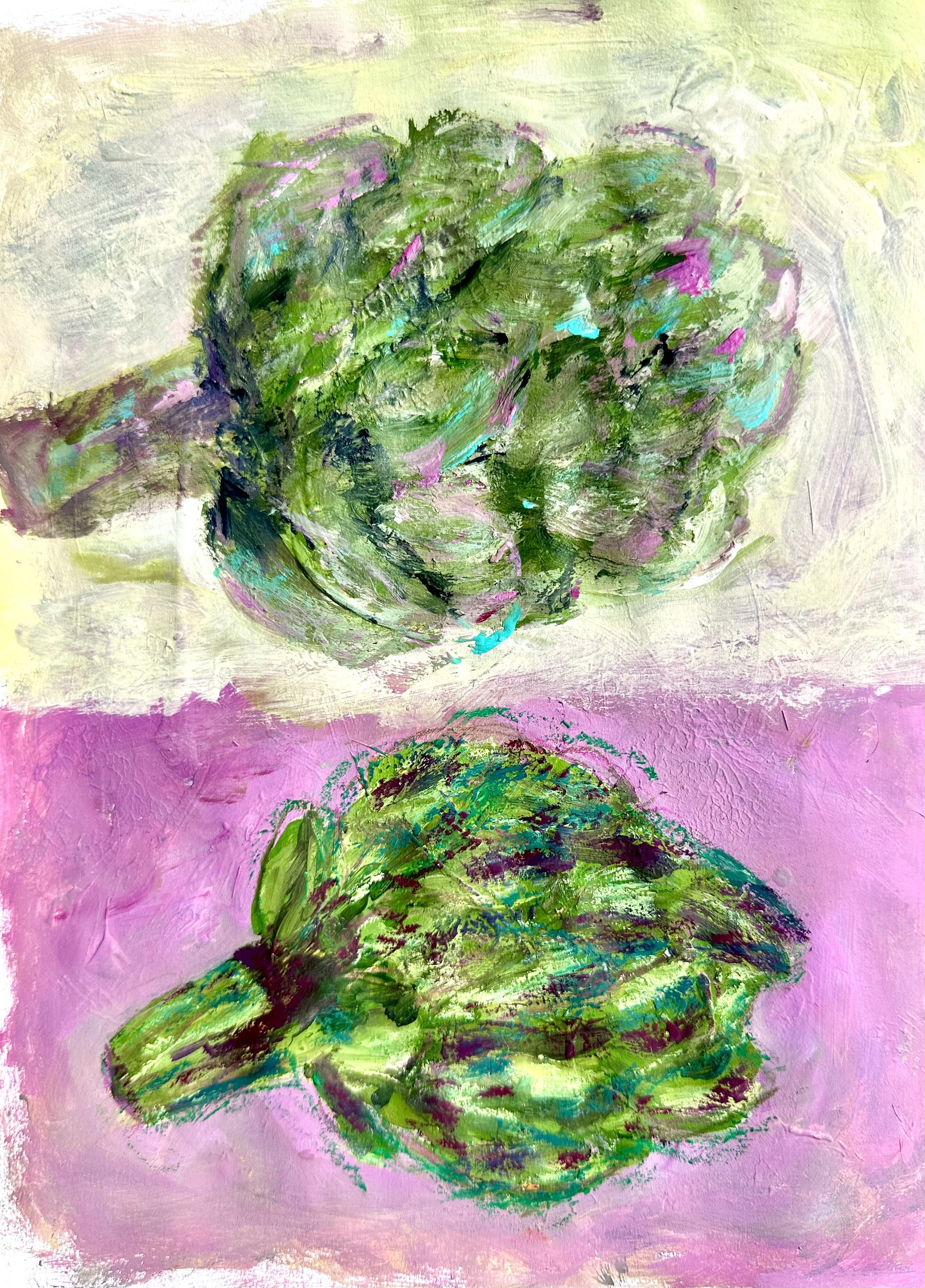loose expressive artichoke paintings in sketchbooks