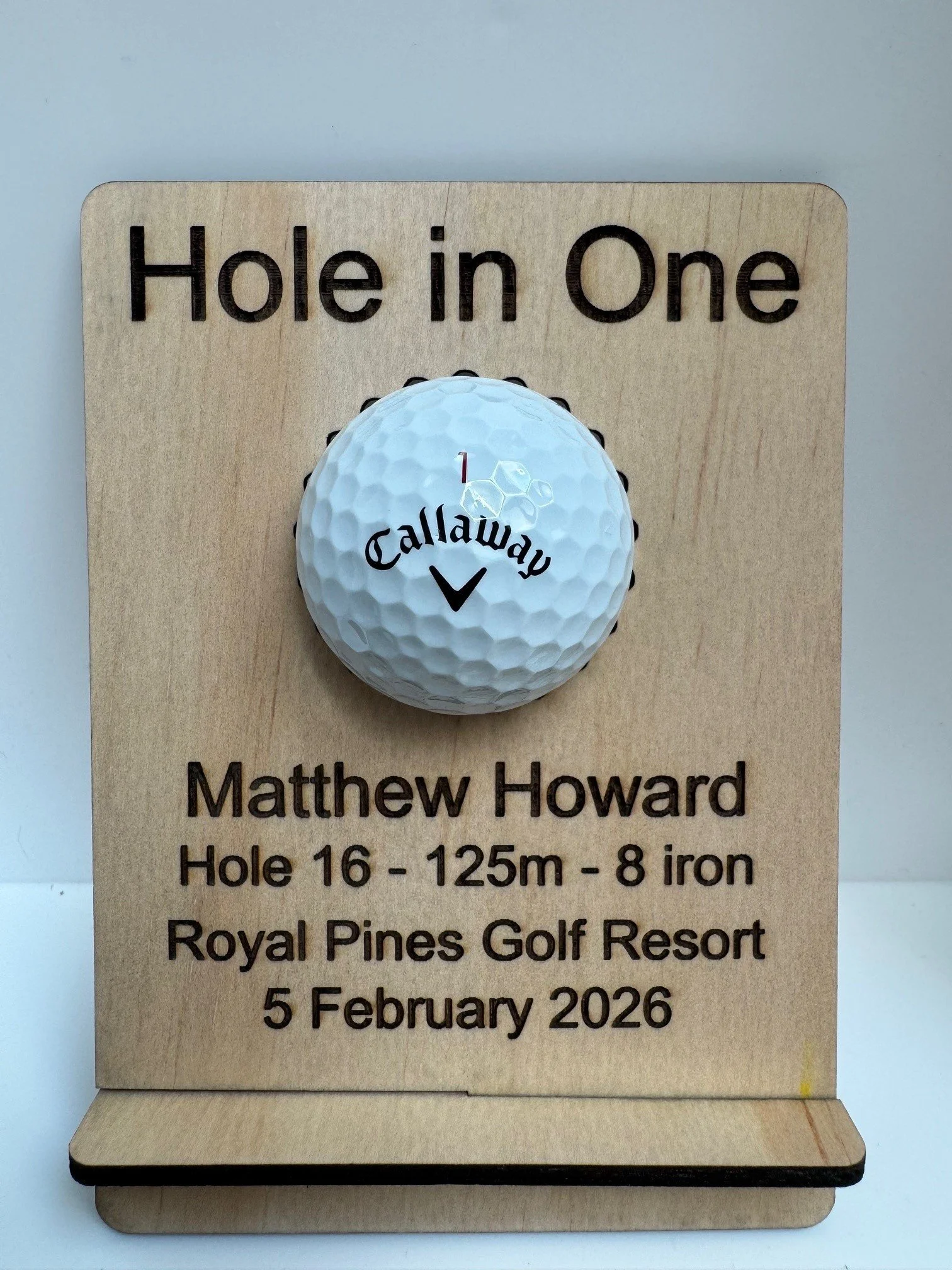 Laser Cut Hole in One Ball Display- Freestanding