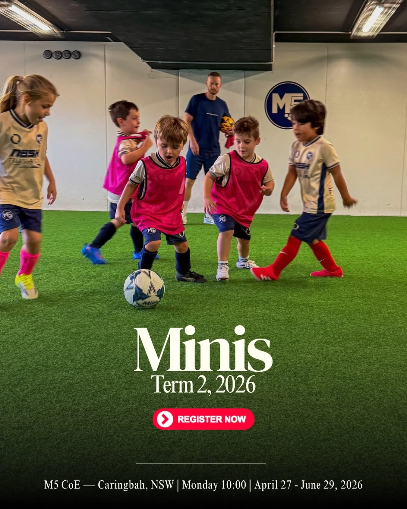 The beginning of something bigger ⚽️

Every player&rsquo;s journey starts with the right environment.

Our M5 Minis program (ages 3&ndash;5) focuses on building confidence, coordination and comfort with the ball through fun, structured sessions insid