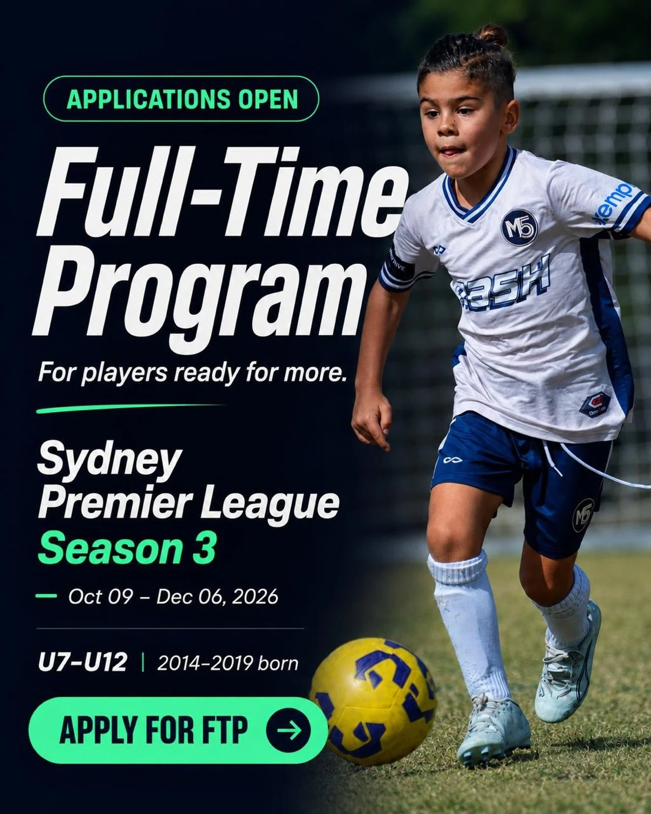 Full-Time Program | Sydney Premier League Season 3

Applications are now open for players wanting to compete in Sydney Premier League Season 3 as part of the M5 Full-Time Program.

This is the highest level of the M5 Pathway &mdash; a selective, high