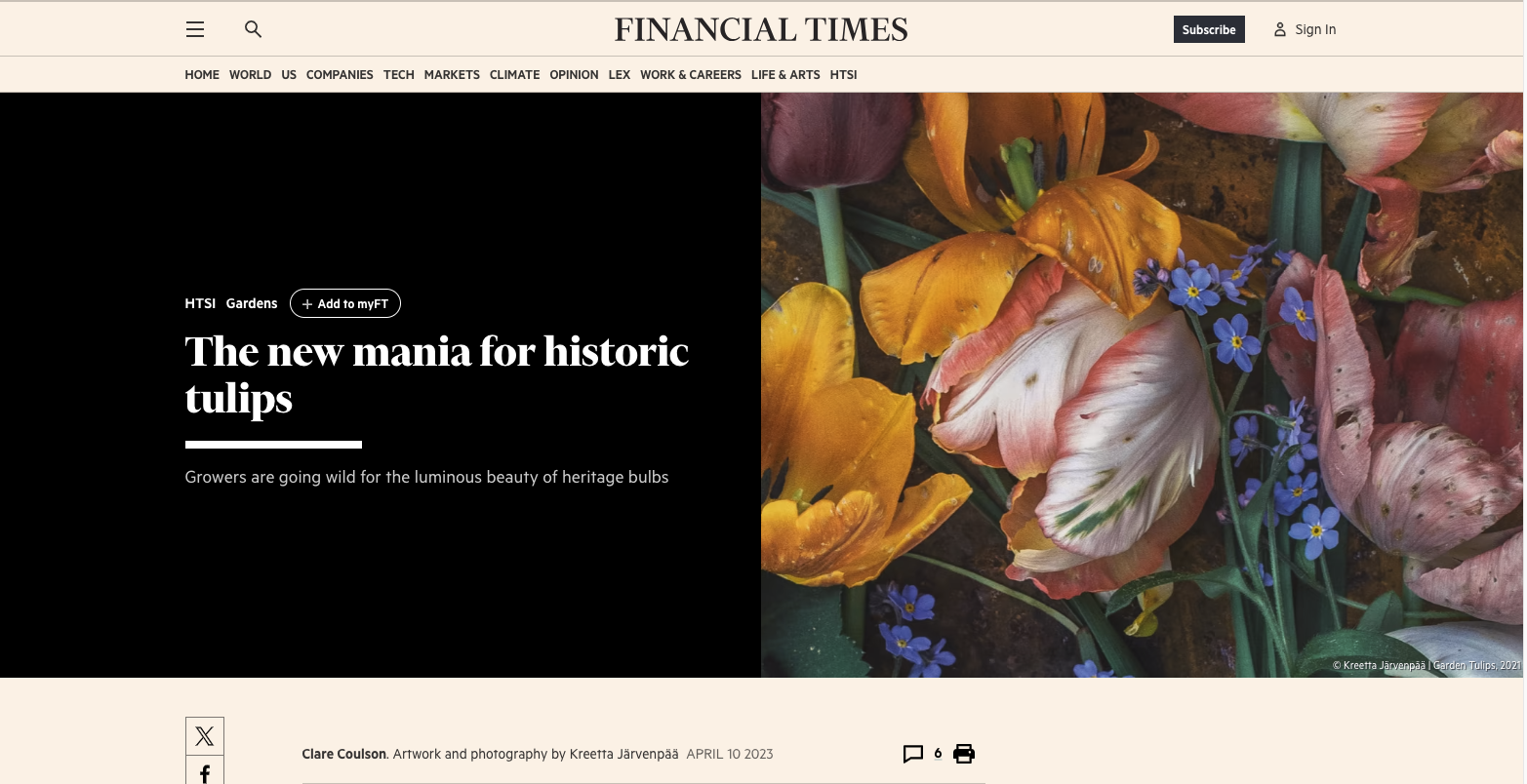 Historic Tulips in Financial Times HTSI
