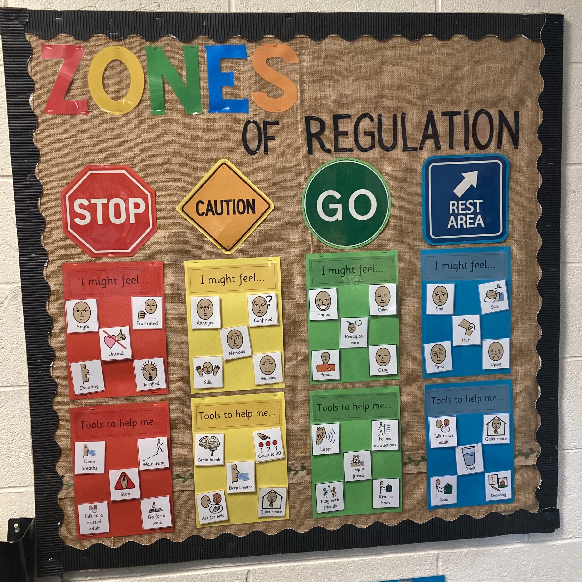 An example of our Zones of Regulation displays that are consistently through school from Nursery and Year 6. 
