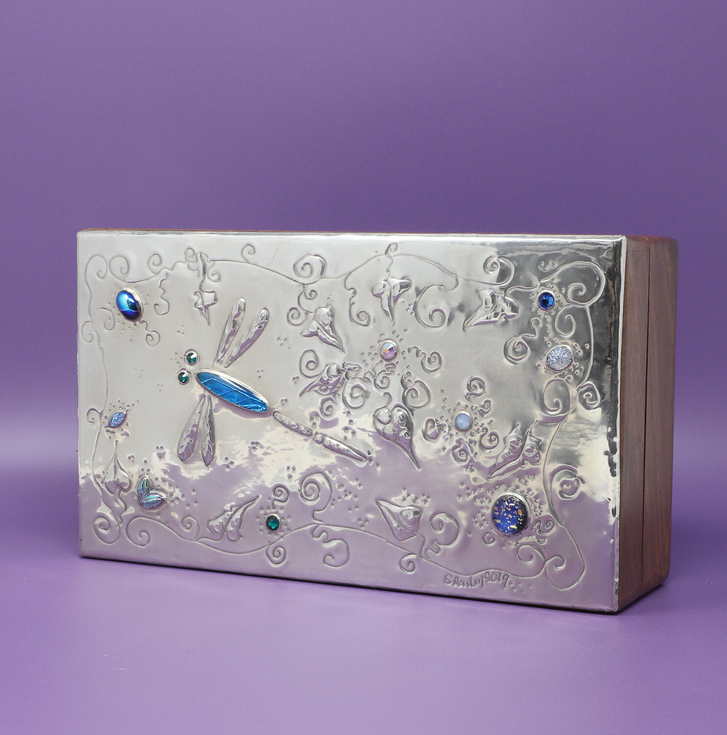 Flying Dragonfly Pewter Box