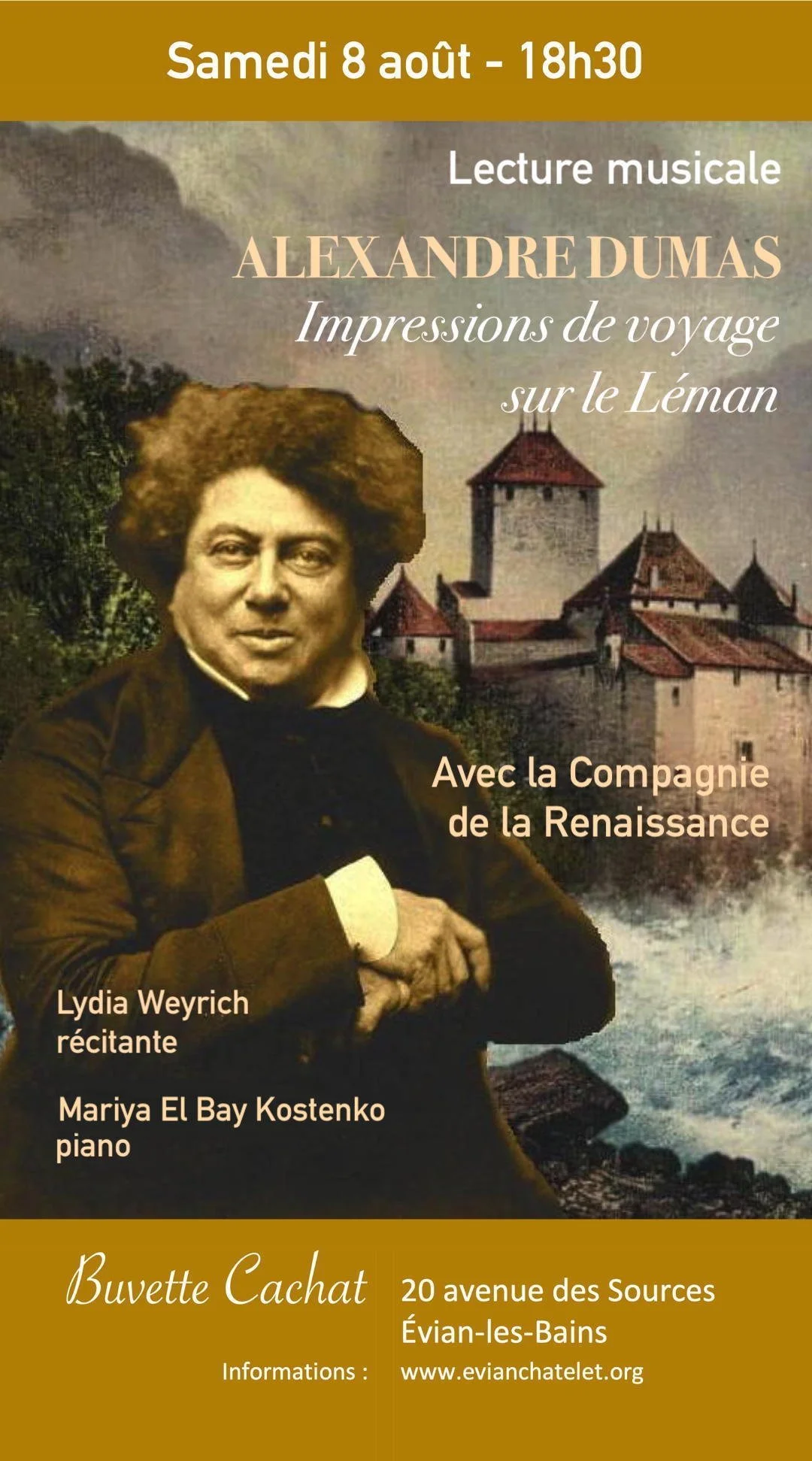 Alexandre Dumas Impressions de Voyage Léman Evian-les-bains festival belle époque lydia weyrich mariya el bay kostenko compagnie la renaissance villa du chatelet