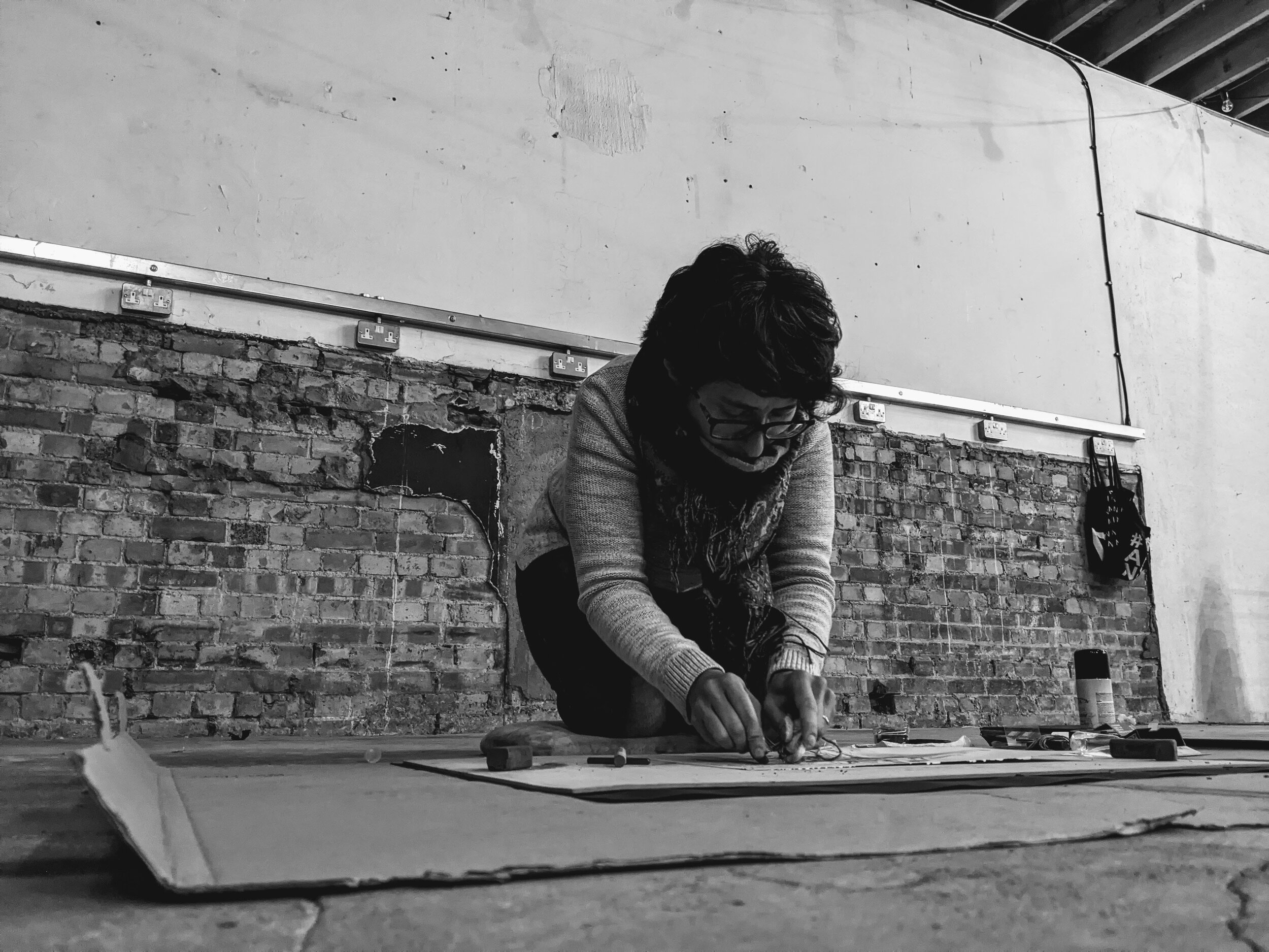 The work is about my relationship with drawing in response to sound and music. You will often see me drawing during live musical performances, especially improvised ones. The rhythm of the music guides the traces on the surface of the paper, enhancin