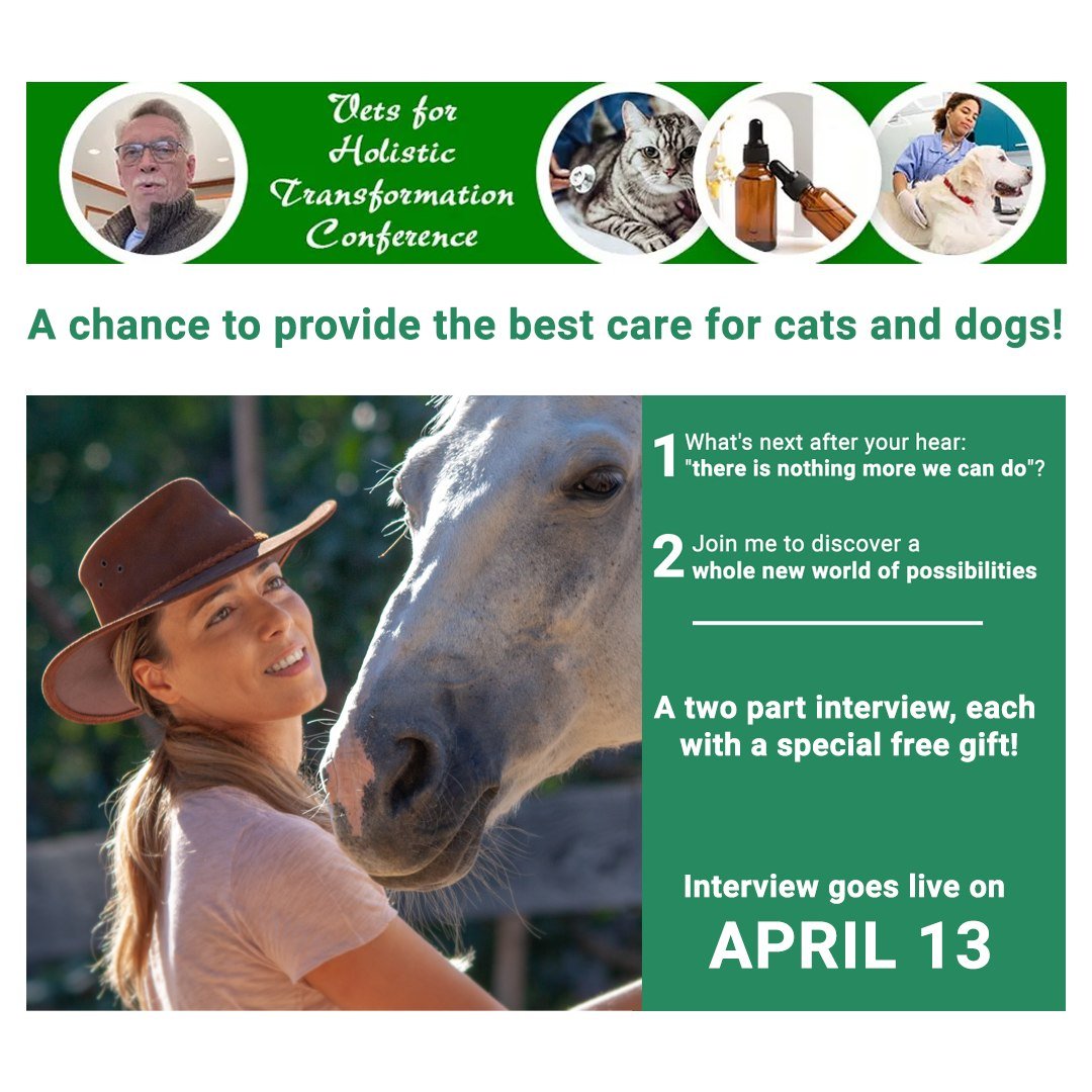 🙌 Free Conference - The Veterinarians for Holistic Transformation is running until April 17th!

My two-part interview goes live today, April 13th!

😀I am super excited to be talking about #intuitive #AnimalCommunication leading to successful #holis