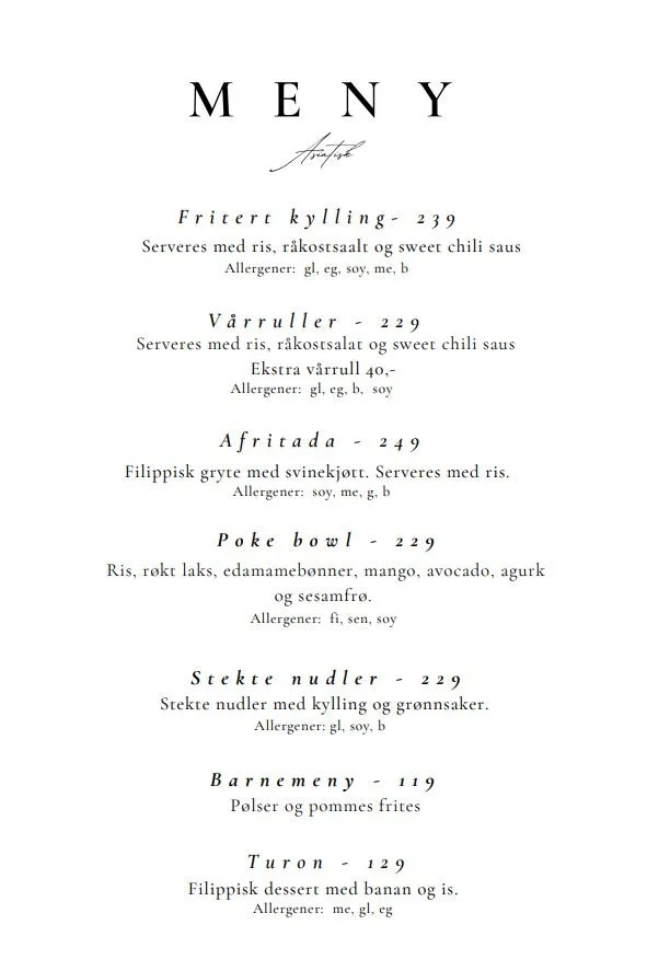 Meny for asiatiske veker