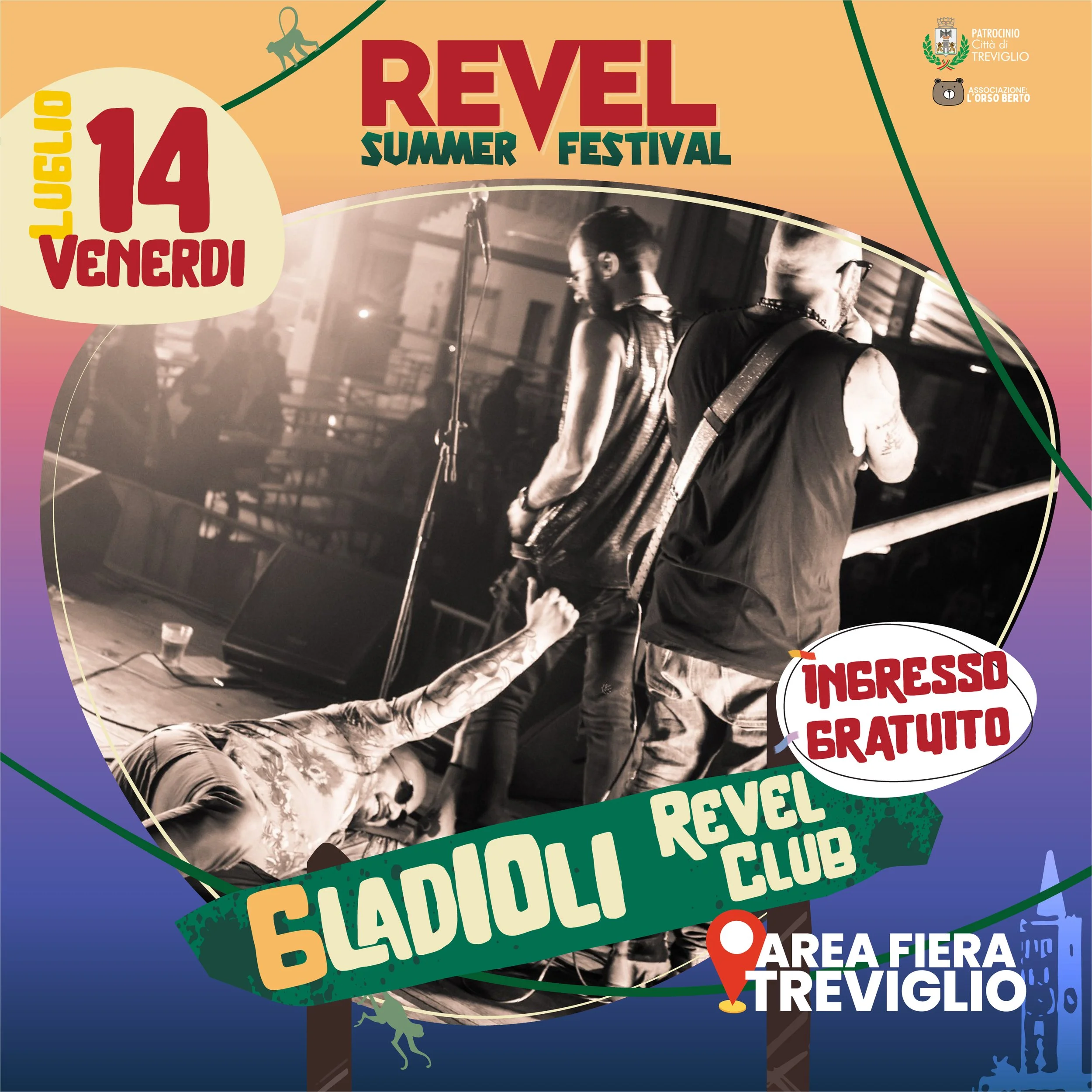 GLADIOLI REVEL CLUB
🔥VENERDI 14 Luglio
#savethedate
🗣️𝗜𝗡𝗚𝗥𝗘𝗦𝗦𝗢 𝗟𝗜𝗕𝗘𝗥𝗢
📆dal 6 al 16 LUGLIO 
Area Fiera Treviglio

Non fartelo raccontare!
#RevelSummerFestival