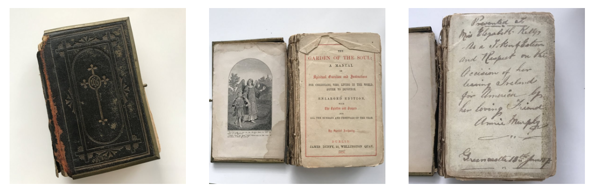 The book belonged to her great-grandmother, Elizabeth Kelly, and was a gift to “Eliza” when she embarked on her emigration to Philadelphia from Greencastle (Belfast), IRE in 1875.