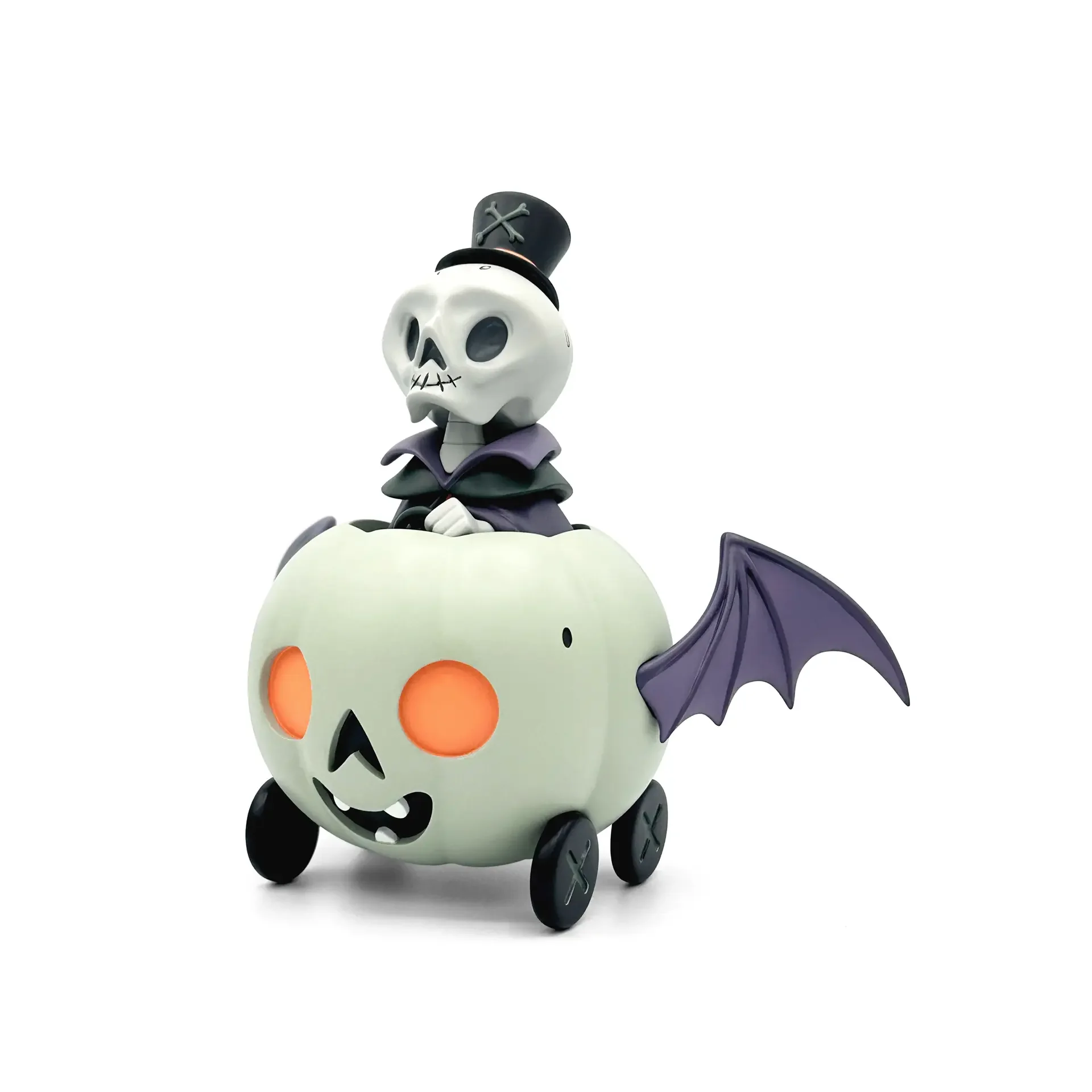 Stephanie Buscema Nigel the Necromancer Corny Cruisers resin art toy, three-quarter view from left with bat wing extended