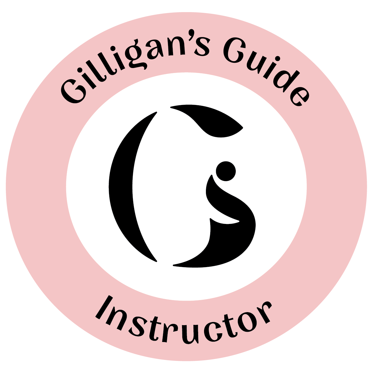 Pink circular logo with black text reading 'Gillian's Guide Instructor' and a black and white stylized face of a bird in the center.