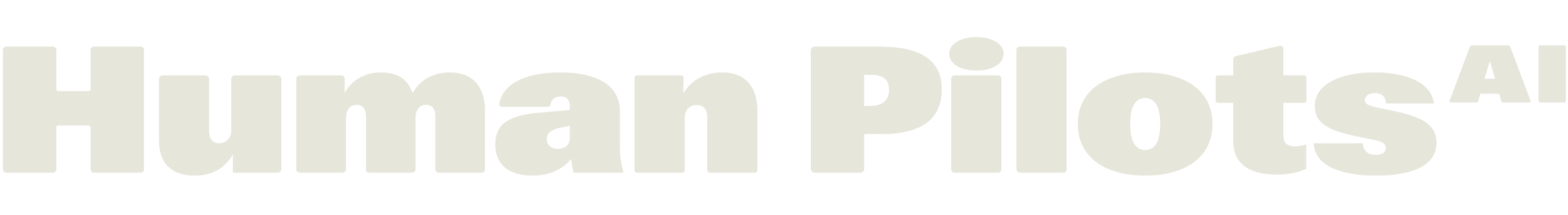 The logo reads "Human Pilots!" in bold, gray letters on a black background.