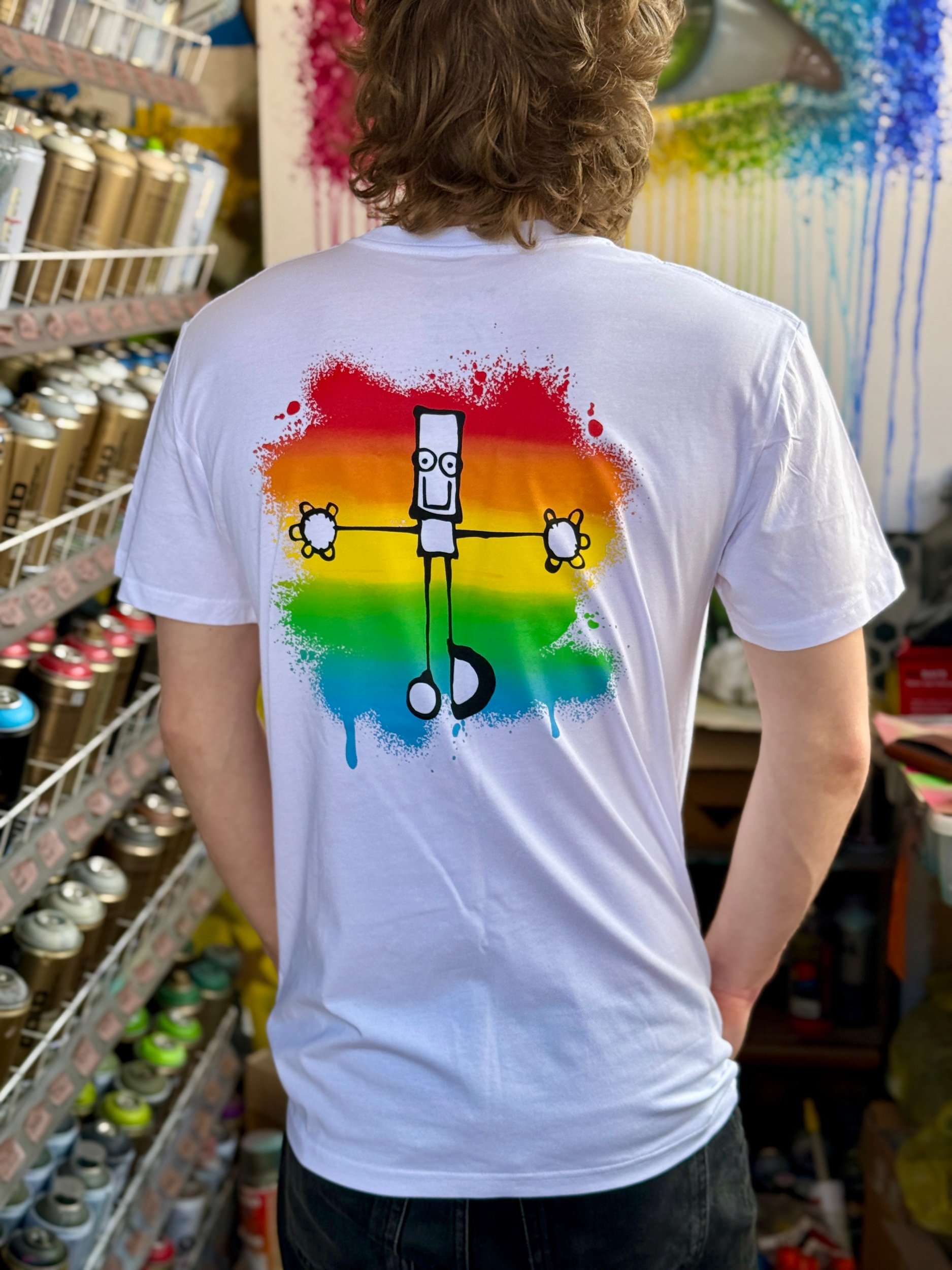 White Rainbow Hug t shirt