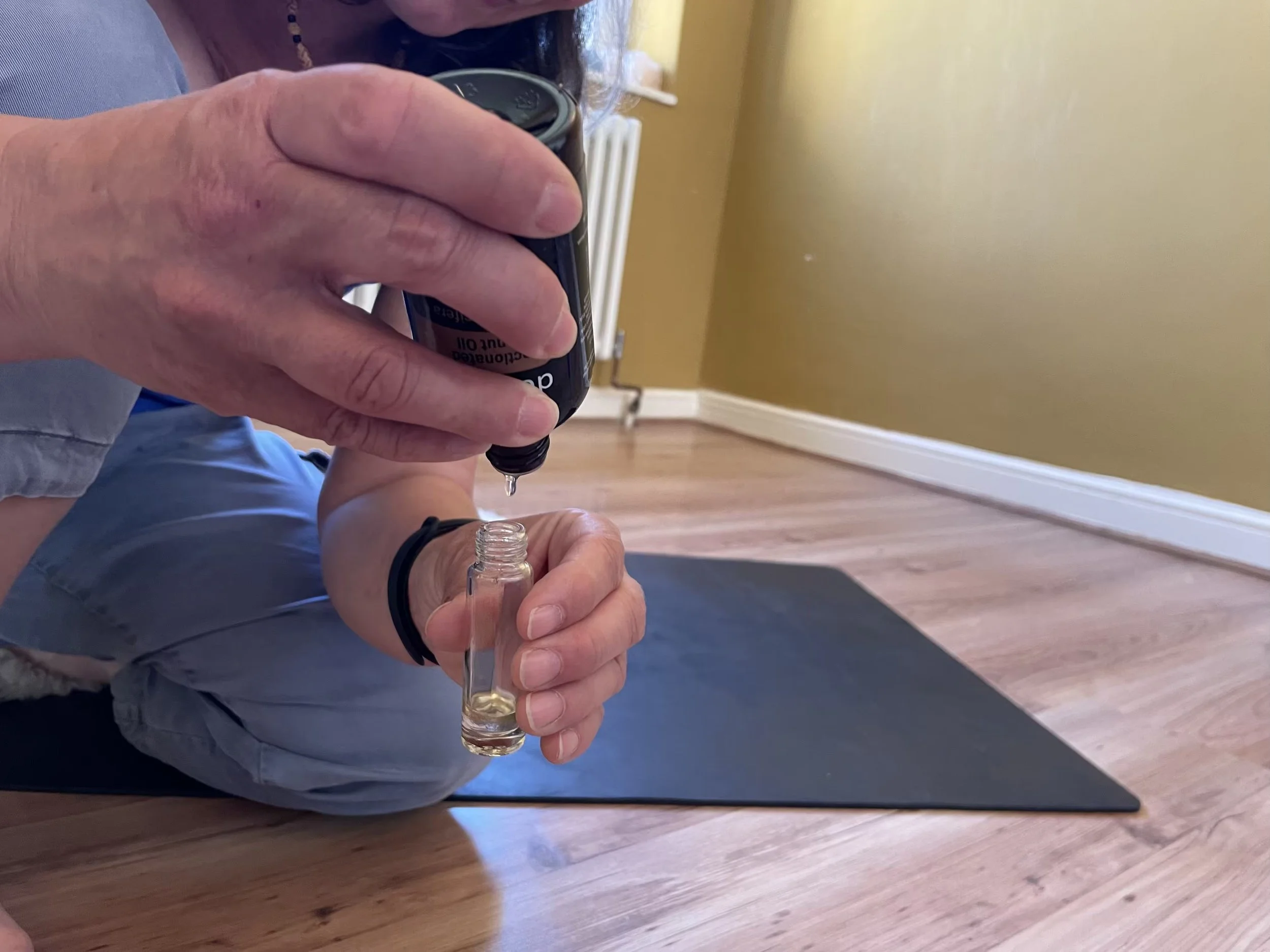 Somebody making their own essential oils blend