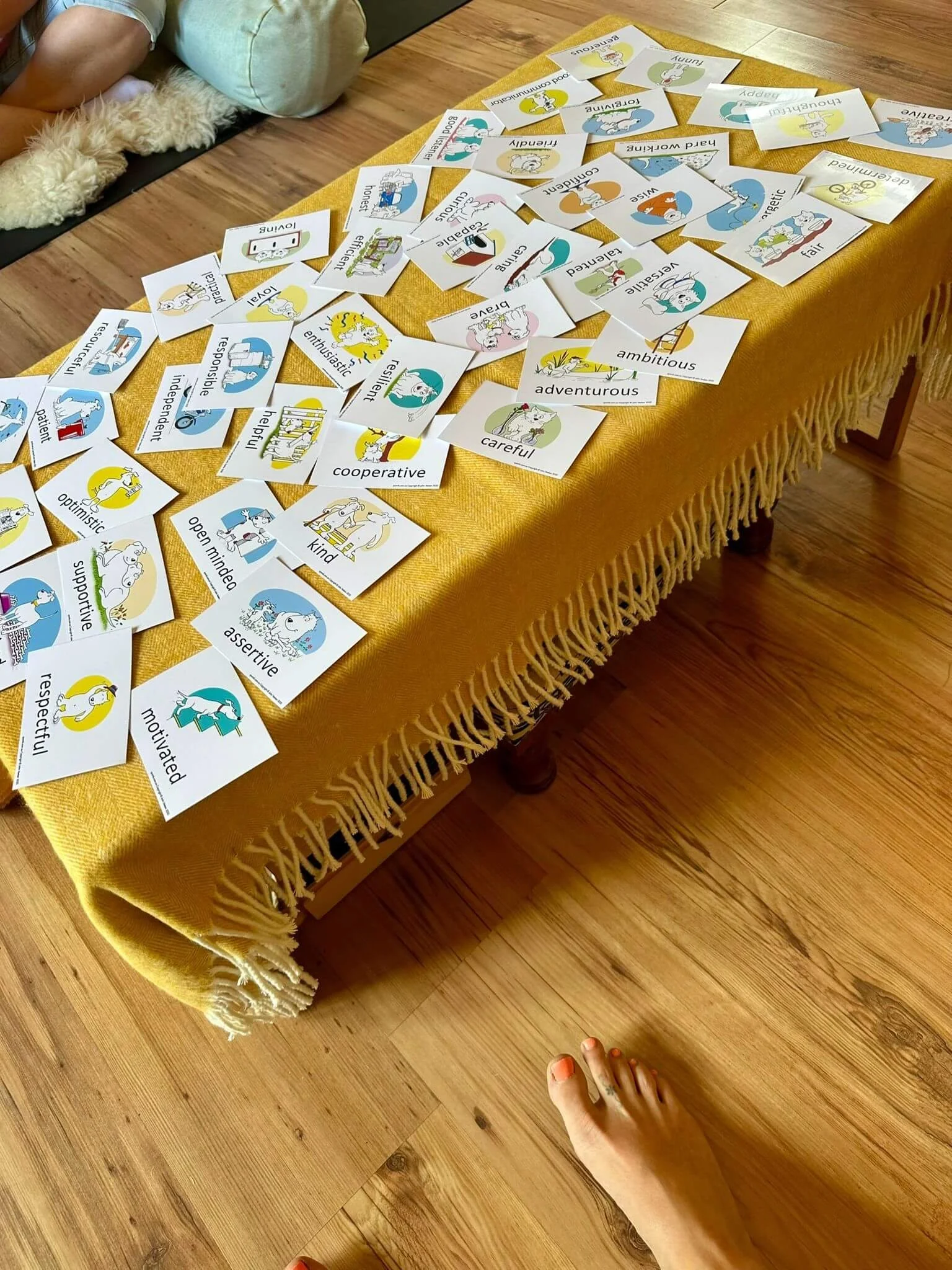 Strengths cards laid out on a table