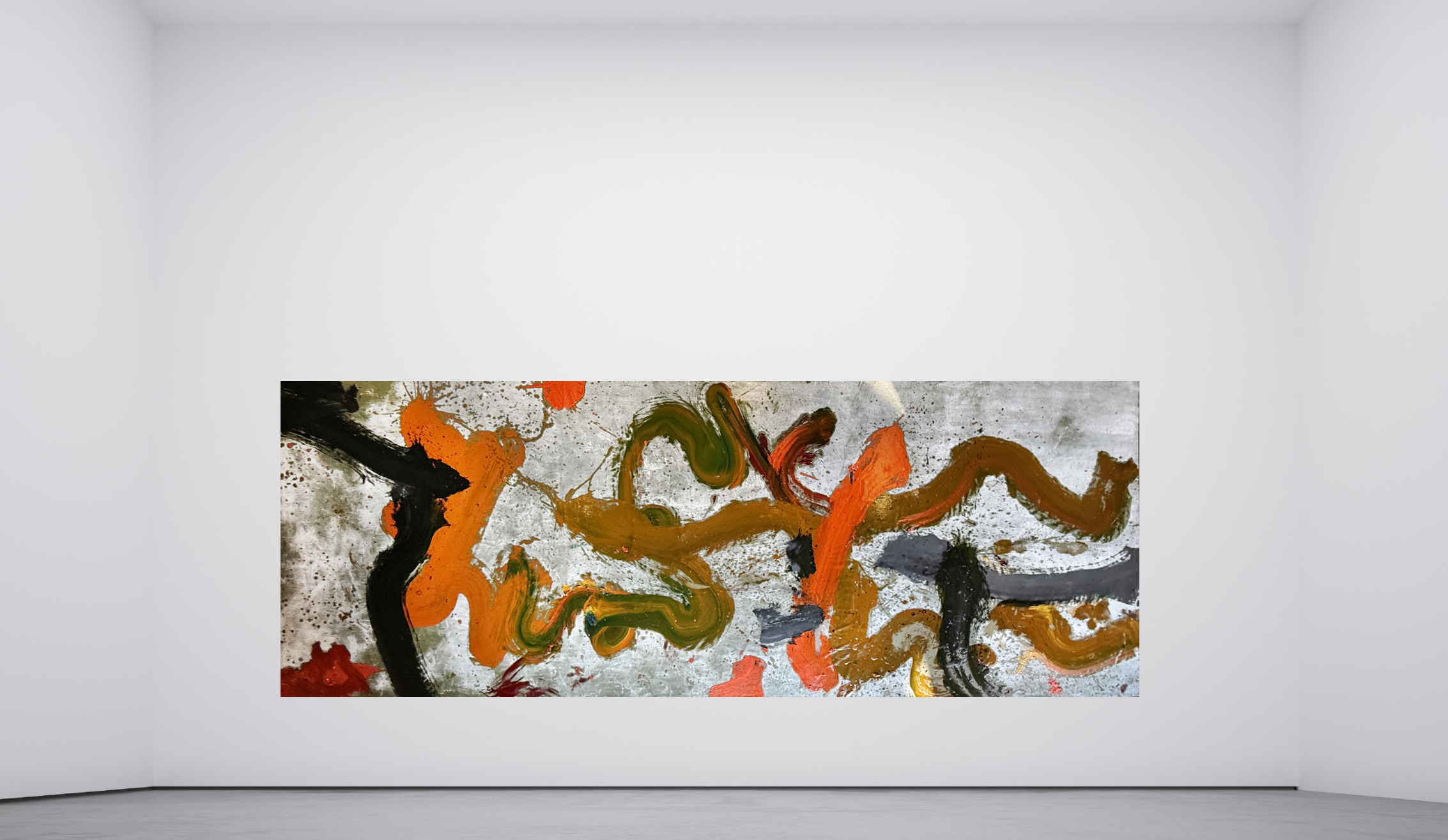 Untitled, 2026, Oil and Chalk on Canvas. 570 x 230 cm
