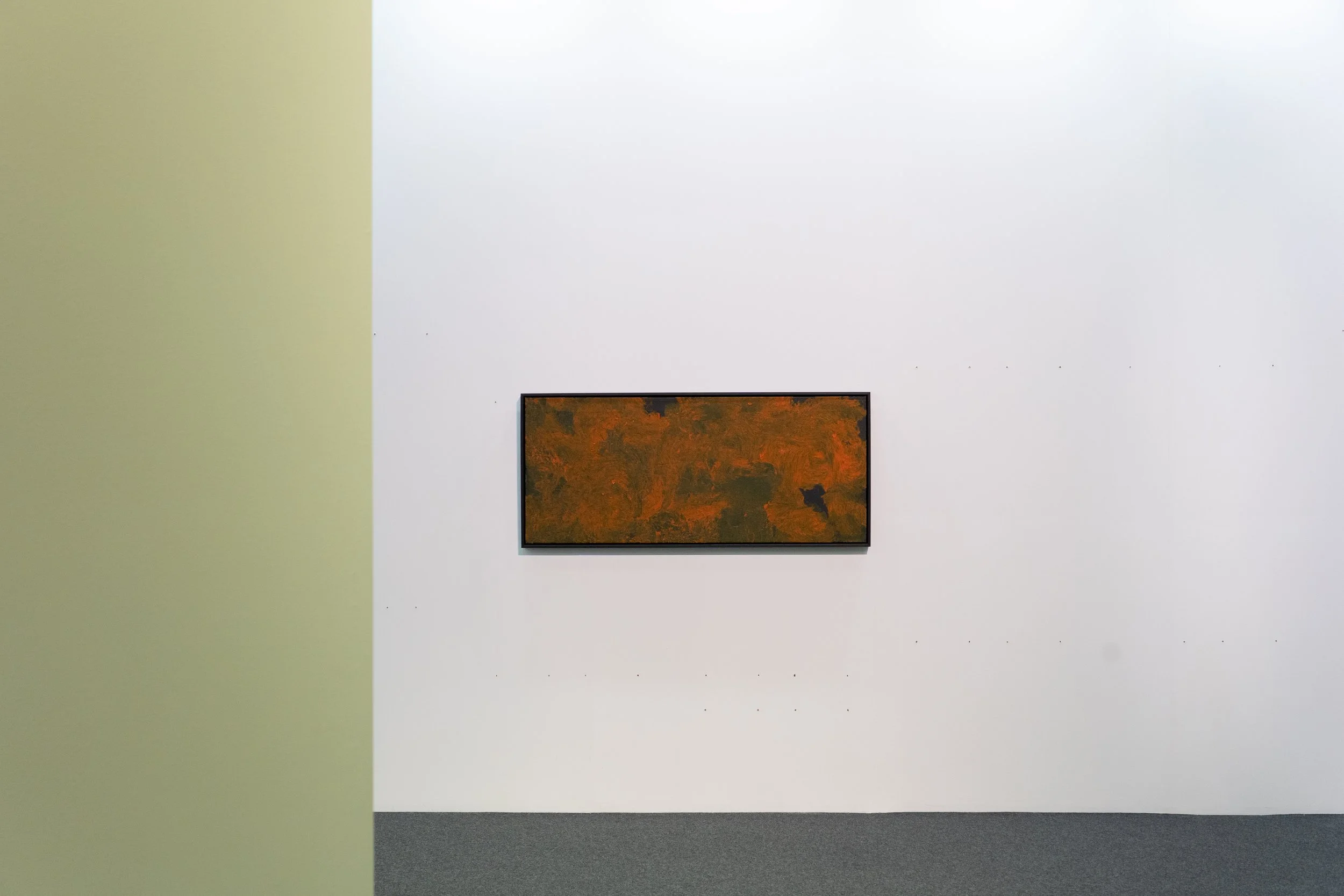 Untitled, 2024
Medium: Oil and Acyrlic on Canvas.
Dimensions:
Framed: 63.5cm x 143.5 cm x 3.6cm
Unframed: 60cm x 140 cm x 5.6cm

Exhibition shot
Care: After The Immediate, GE Festival 2025, World Trade Centre, Dubai
