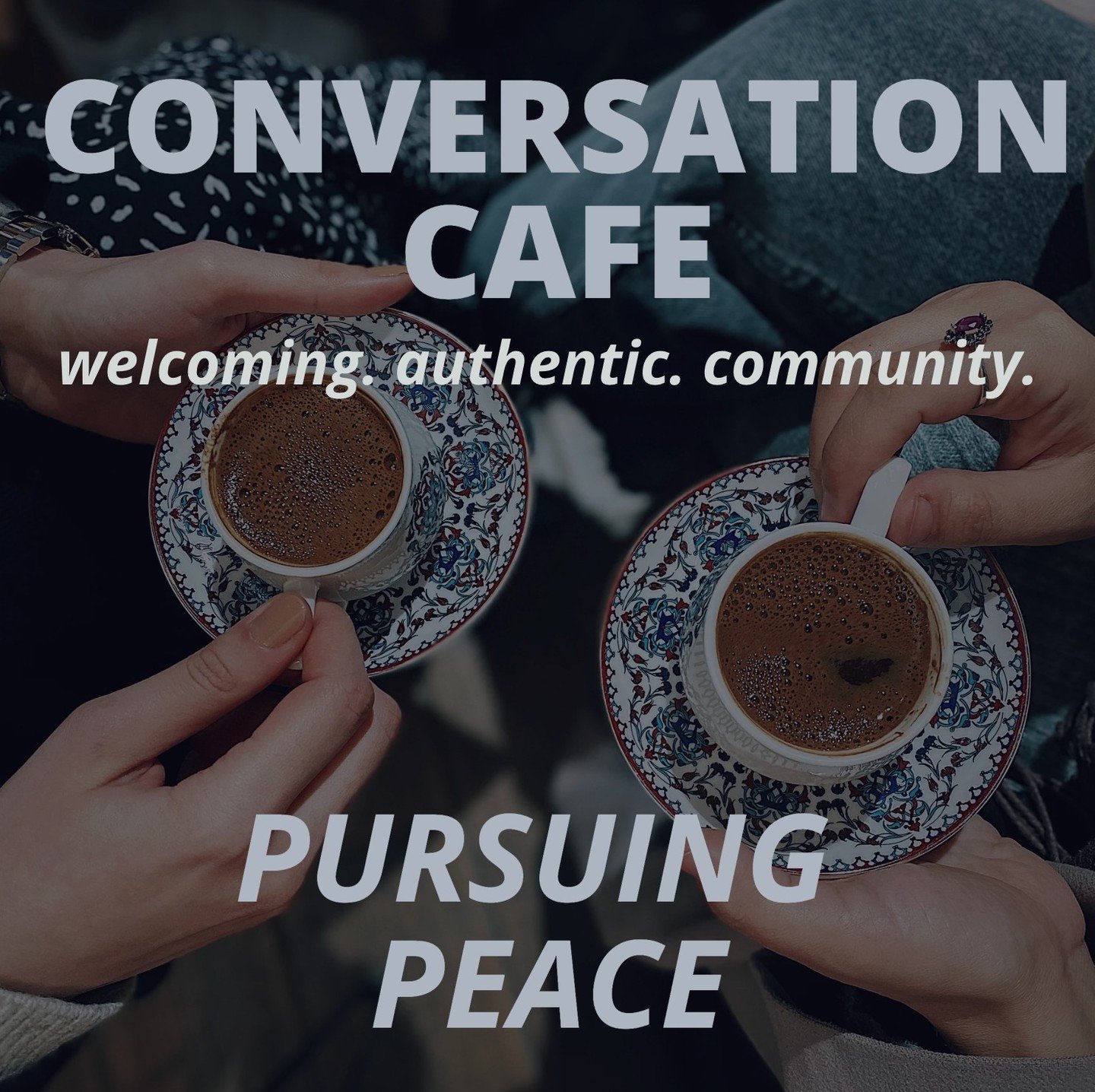 Conversation Cafe is tonight at 7 PM at the Panera Bread in Independence. We are exploring the topic "Pursuing Peace." Peace is a multidimensional term, and we're excited to see who shows up and how that will shape our dialogue. Check the l
