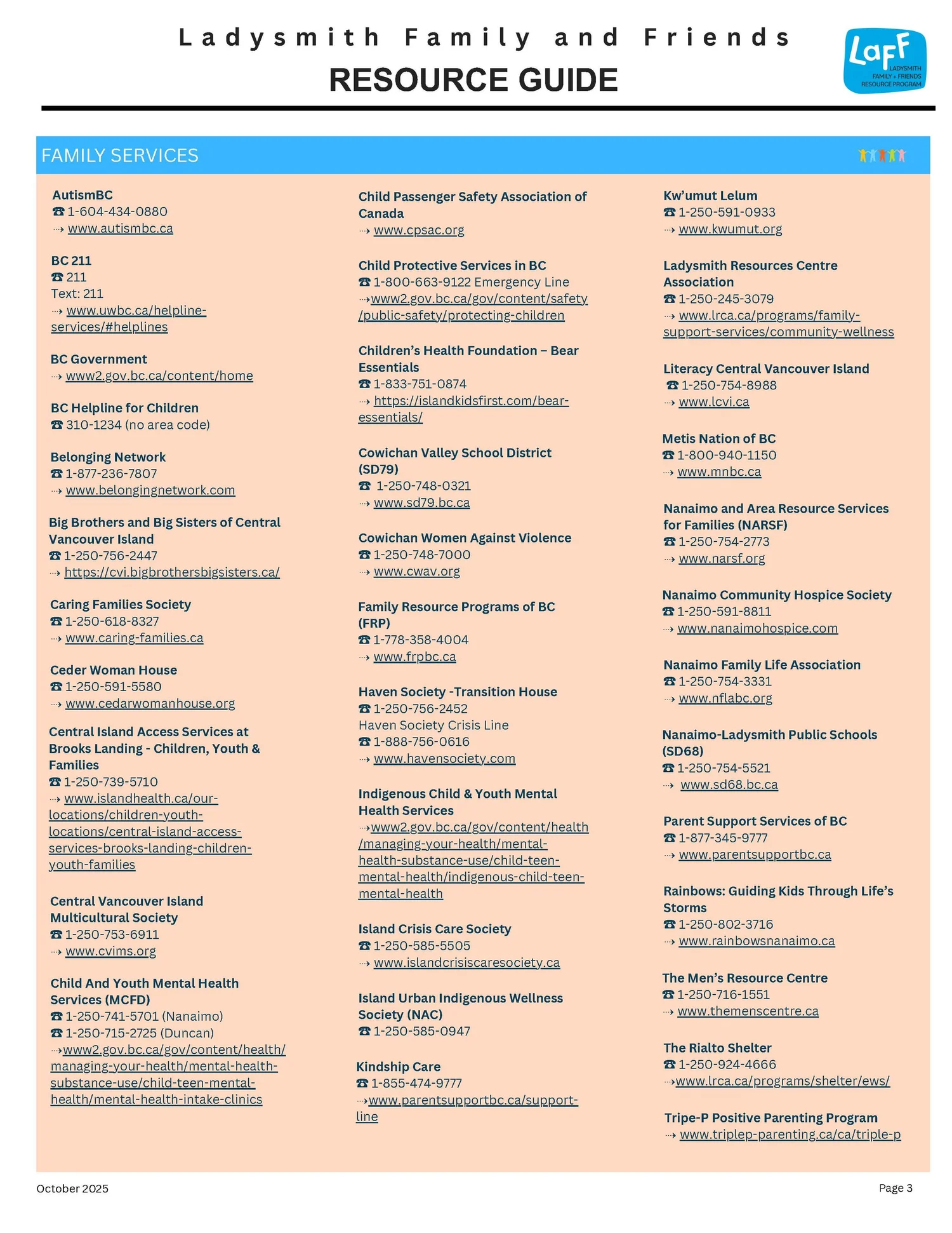 Rrsource Guide Resource Guide — Ladysmith Family and Friends