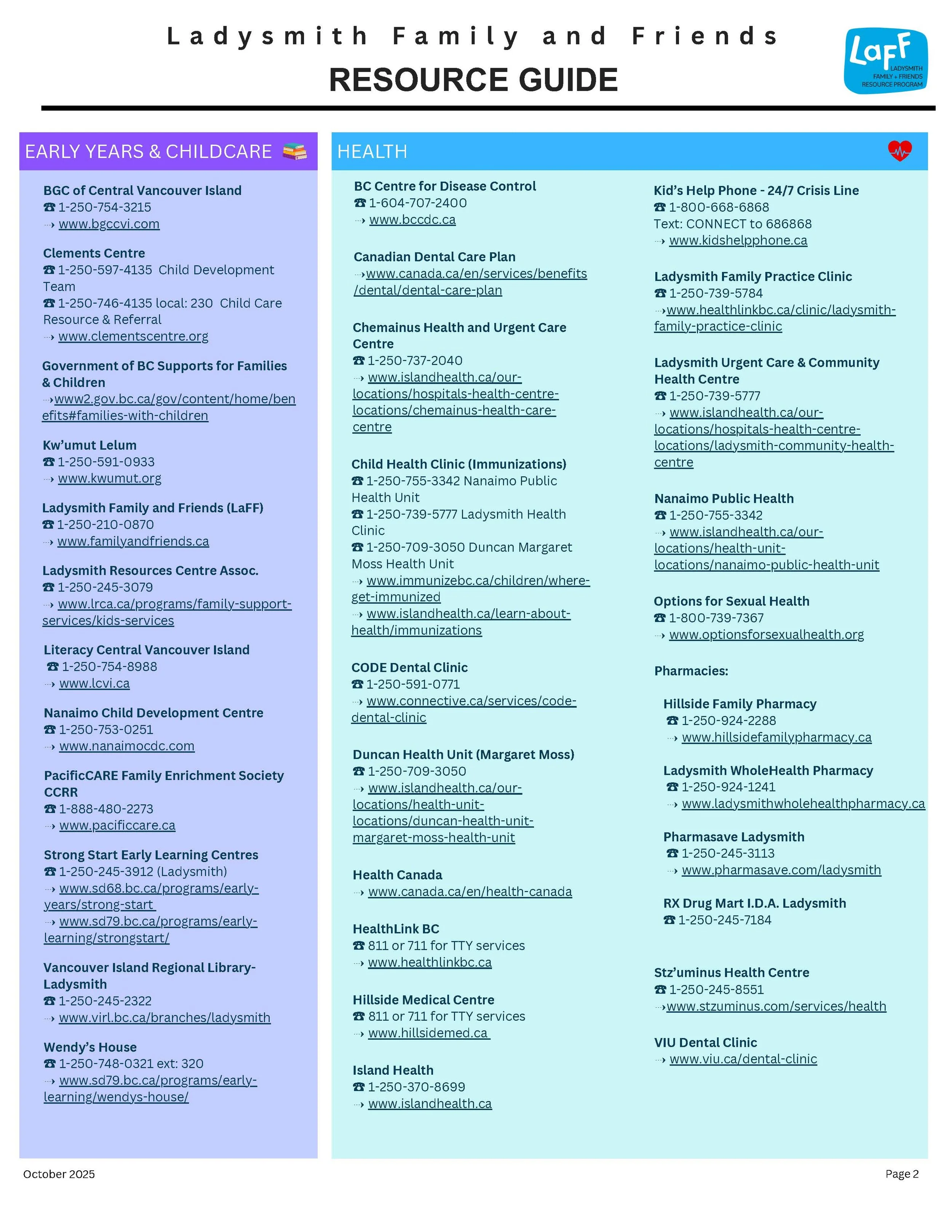 Resource Guide — Ladysmith Family and Friends
