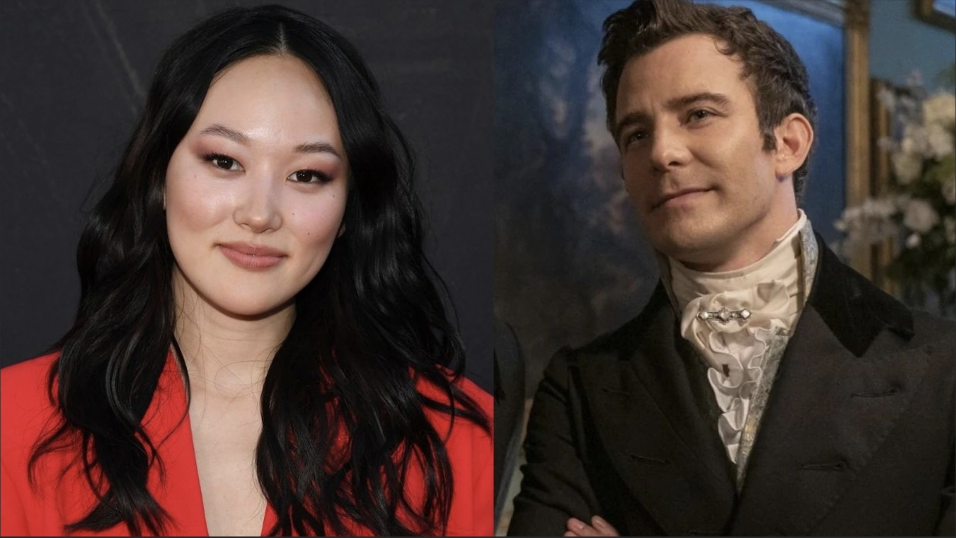 Yerin Ha and Luke Thompson as Benedict Bridgerton