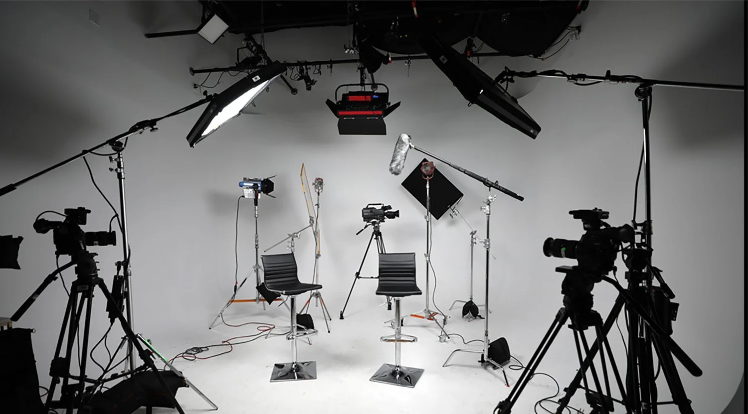 Lighting setup for two camera shoot at JMR Studio 