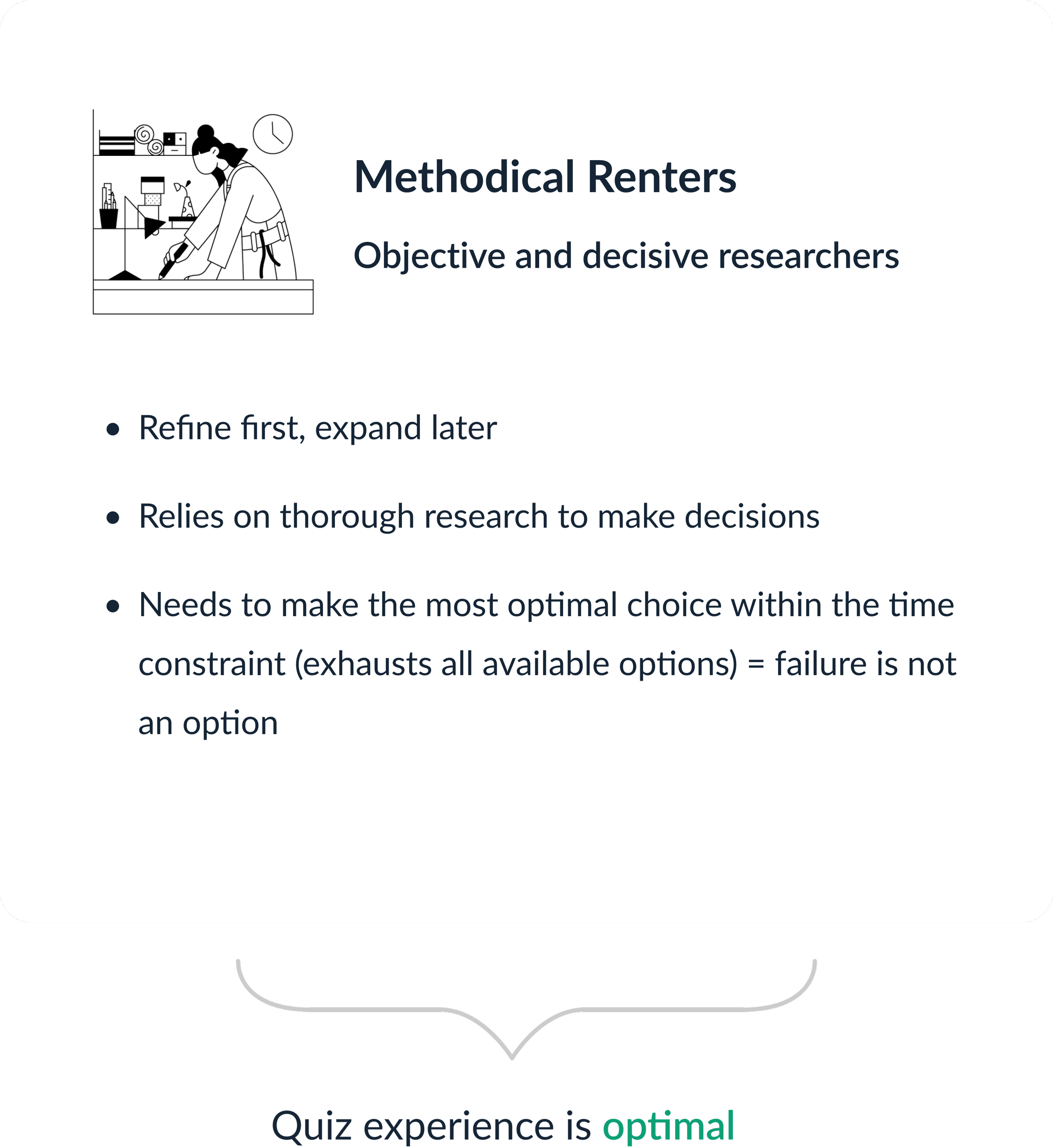 Objective and decisive researchers: quiz experience is optimal