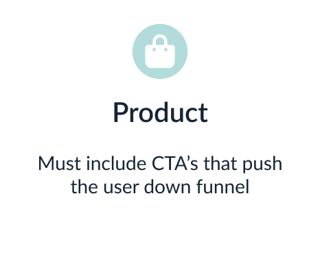 Must include CTA's that push the user down funnel