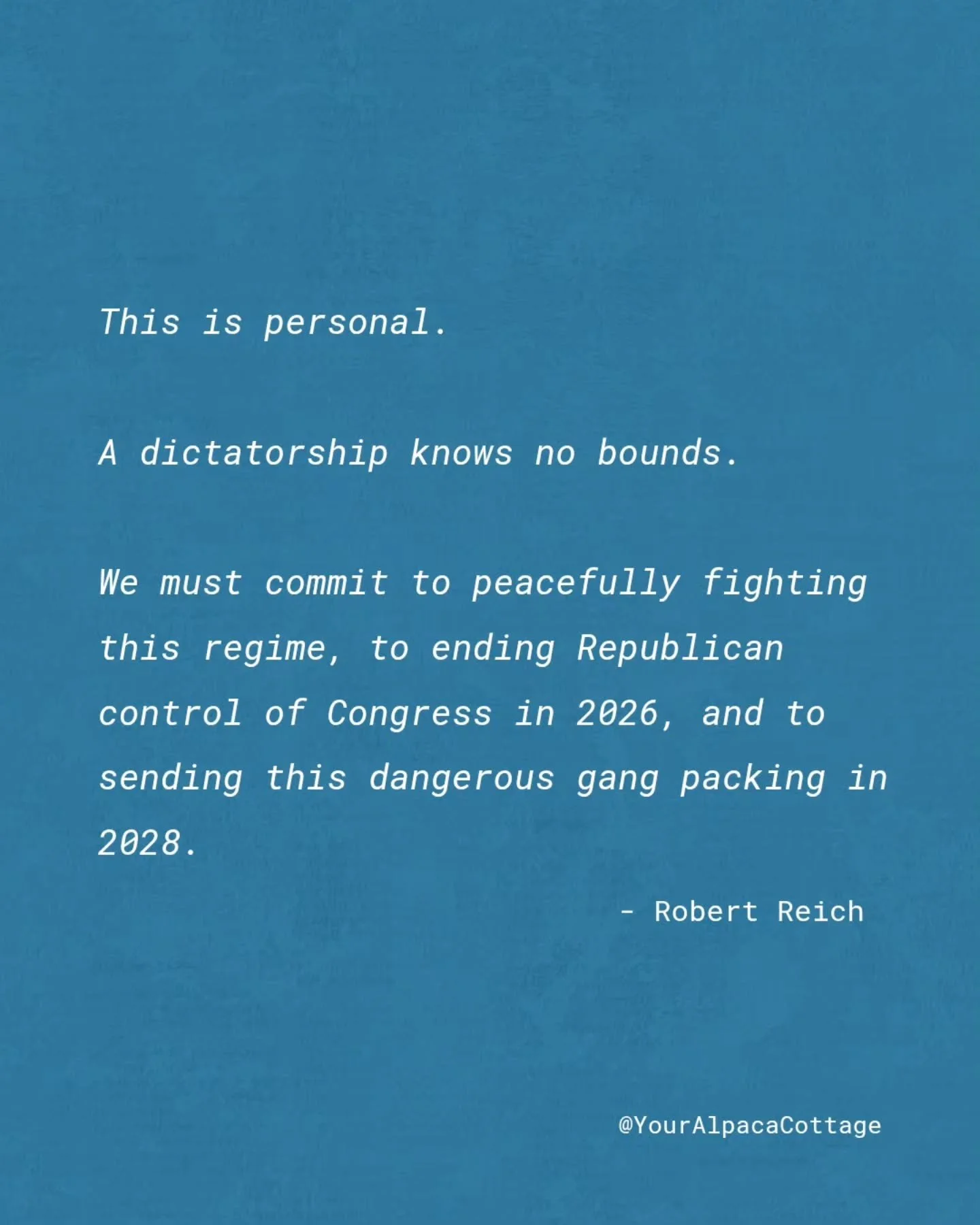 If agents of the federal government can murder a 37-year-old woman in broad daylight who, as videotapes show, was merely trying to get out of their way, they can murder you. (@rbreich )

This IS very personal. We must commit to continuing to peaceful